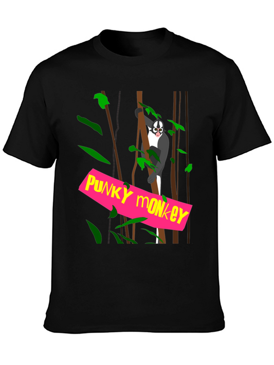 Funky Monkey Graphic Tee - Black Cotton T-Shirt
