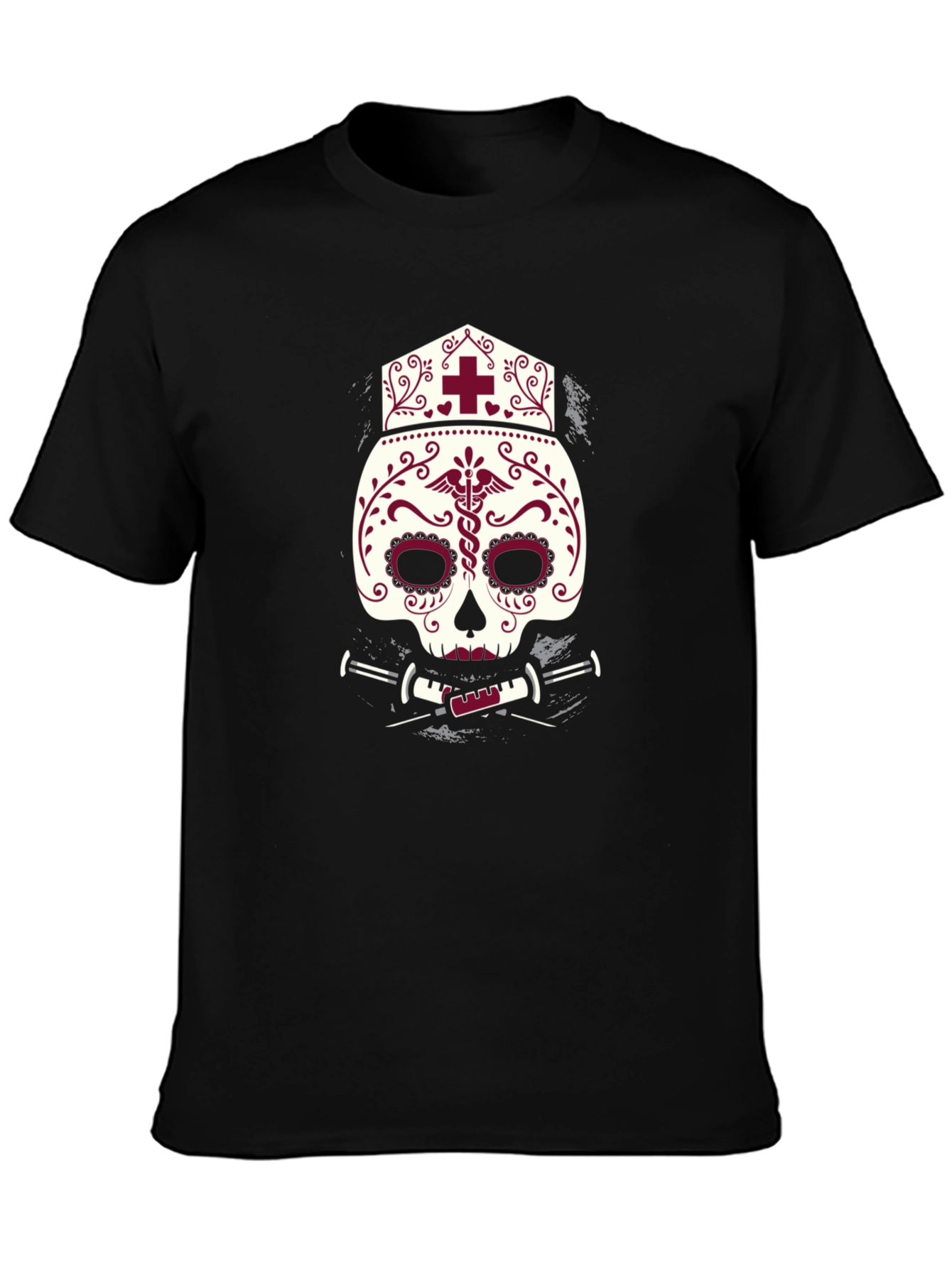 Nurse Sugar Skull T-Shirt - Unique Graphic Tee