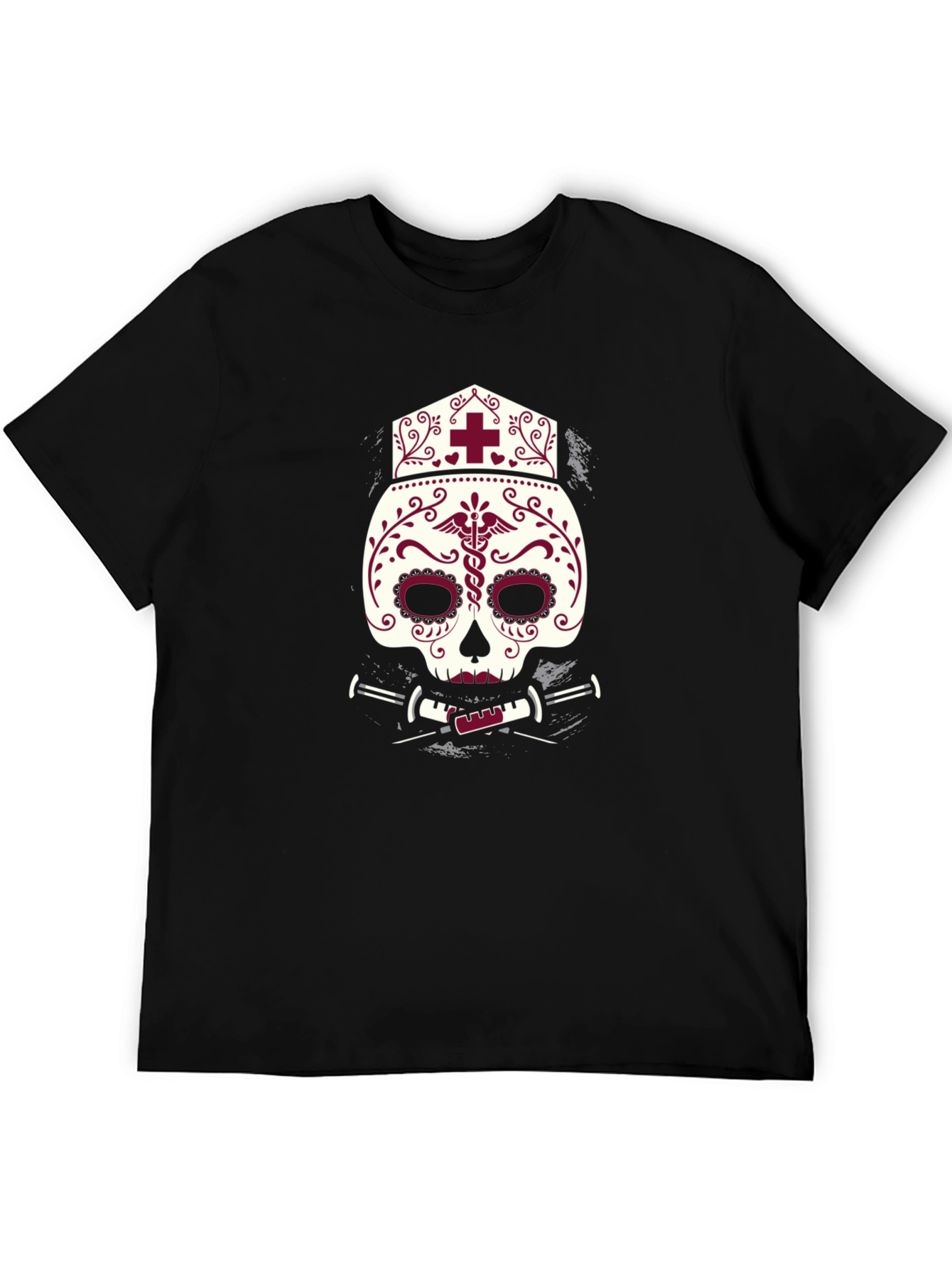 Nurse Sugar Skull T-Shirt - Unique Graphic Tee