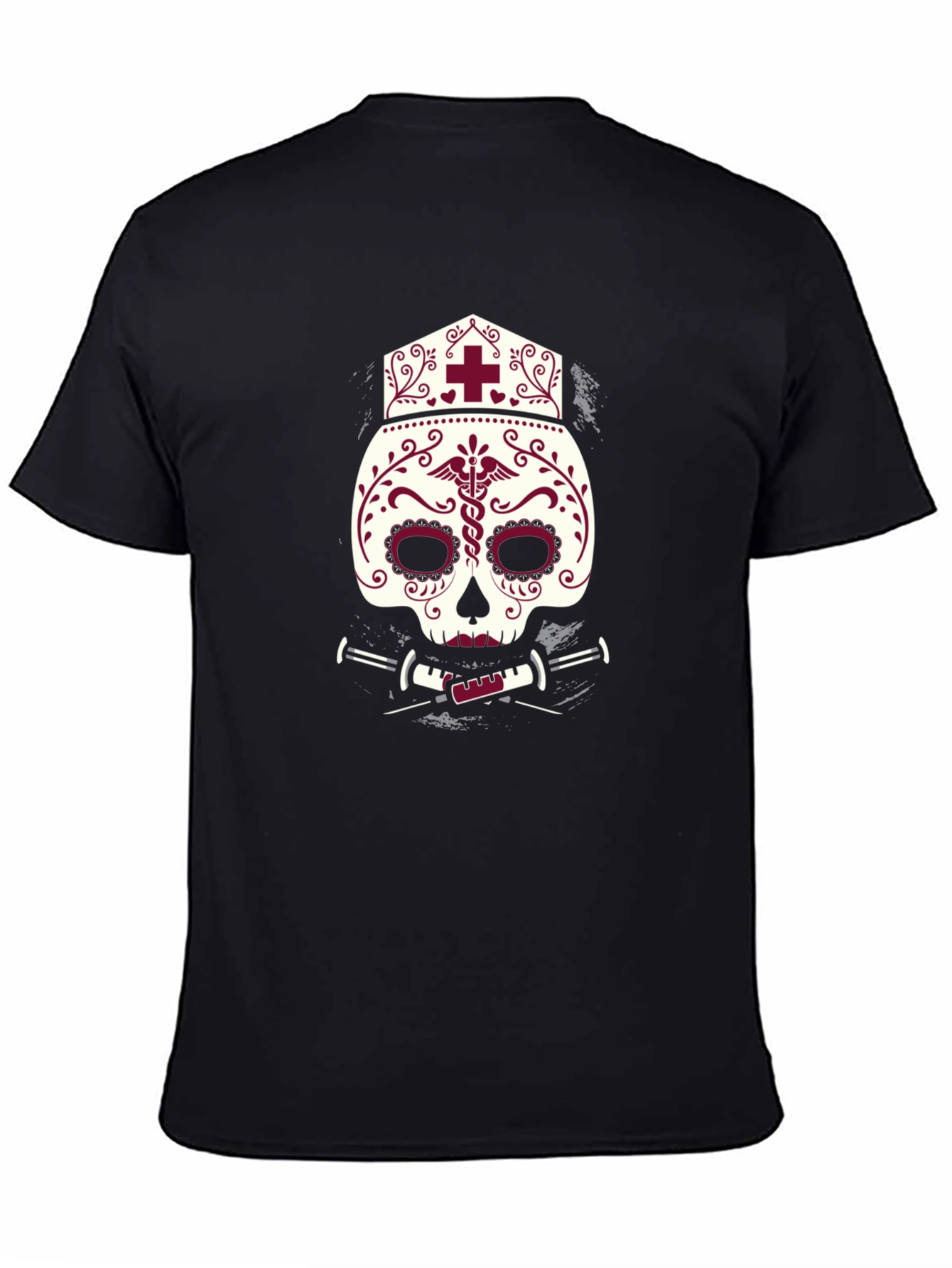 Nurse Sugar Skull T-Shirt - Unique Graphic Tee