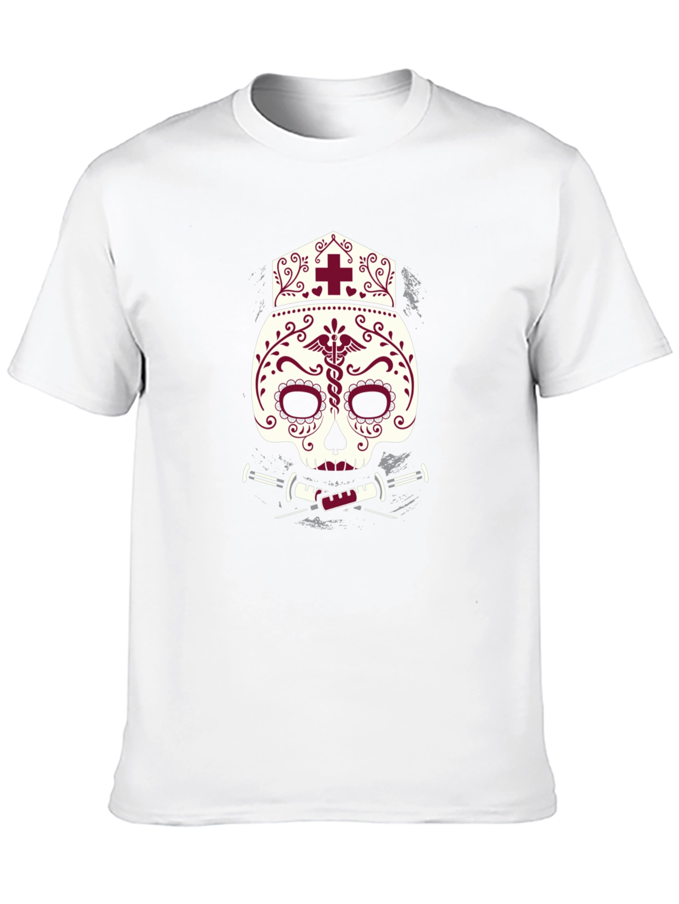Nurse Sugar Skull T-Shirt - Unique Graphic Tee