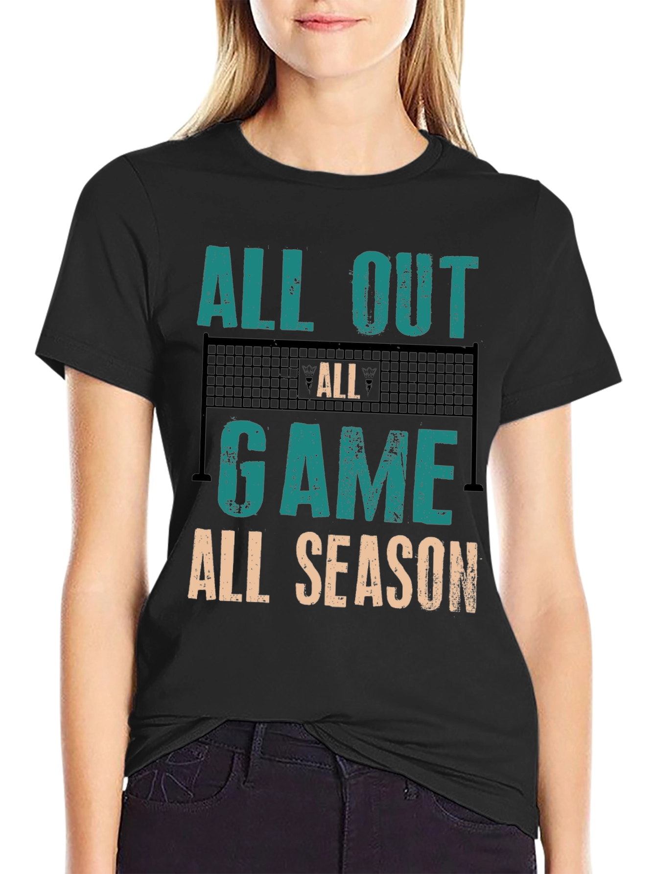 All Out Game All Season Volleyball Graphic Tee