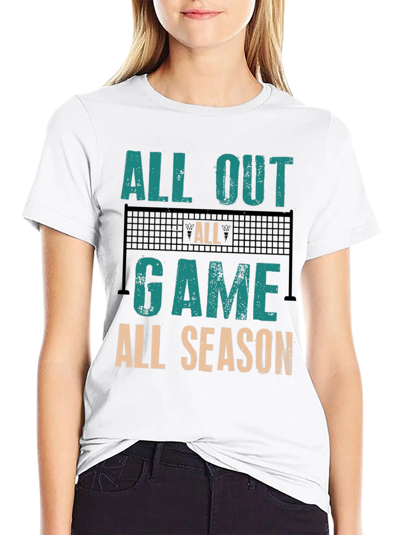 All Out Game All Season Volleyball Graphic Tee