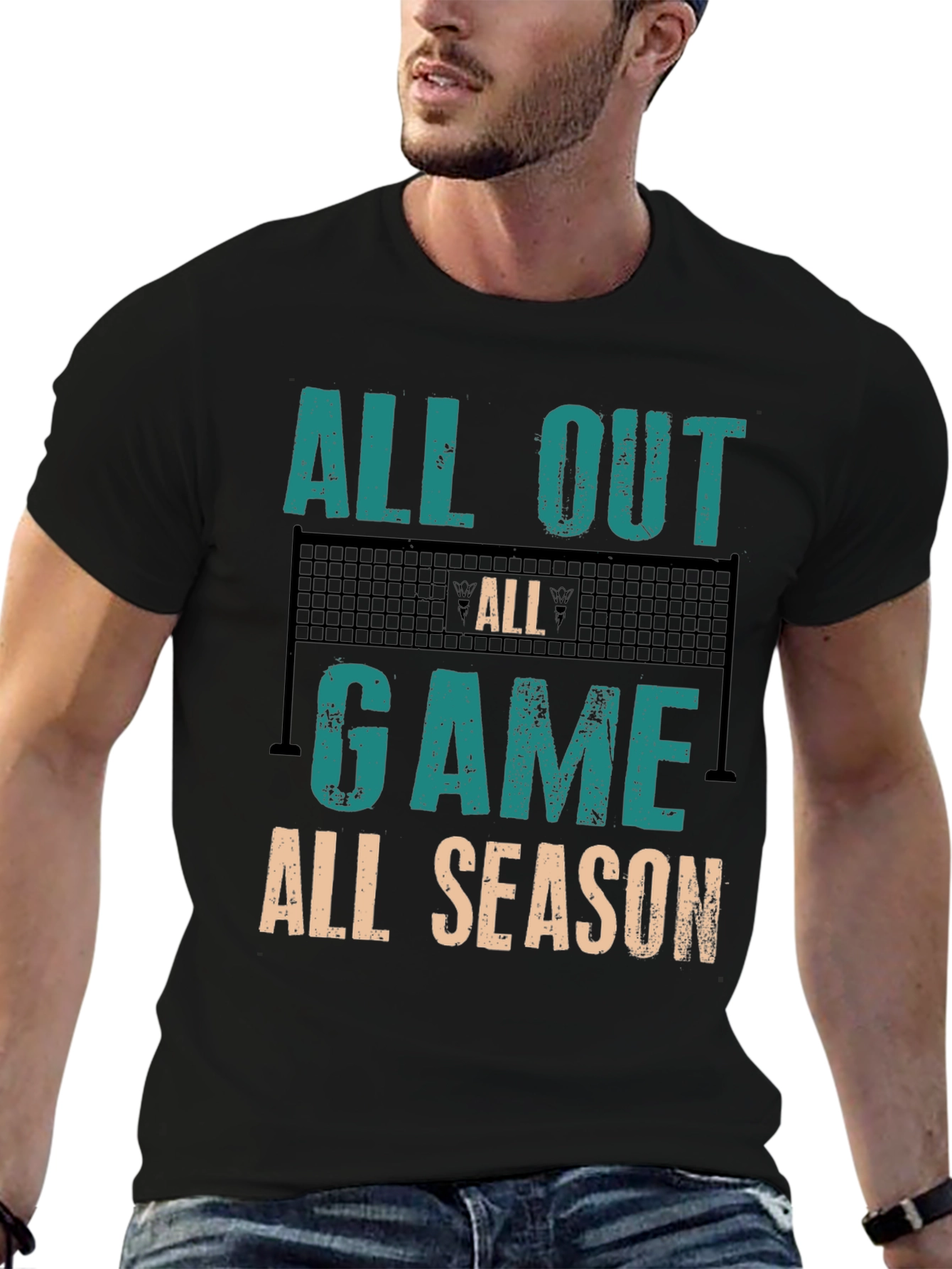All Out Game All Season Volleyball Graphic Tee