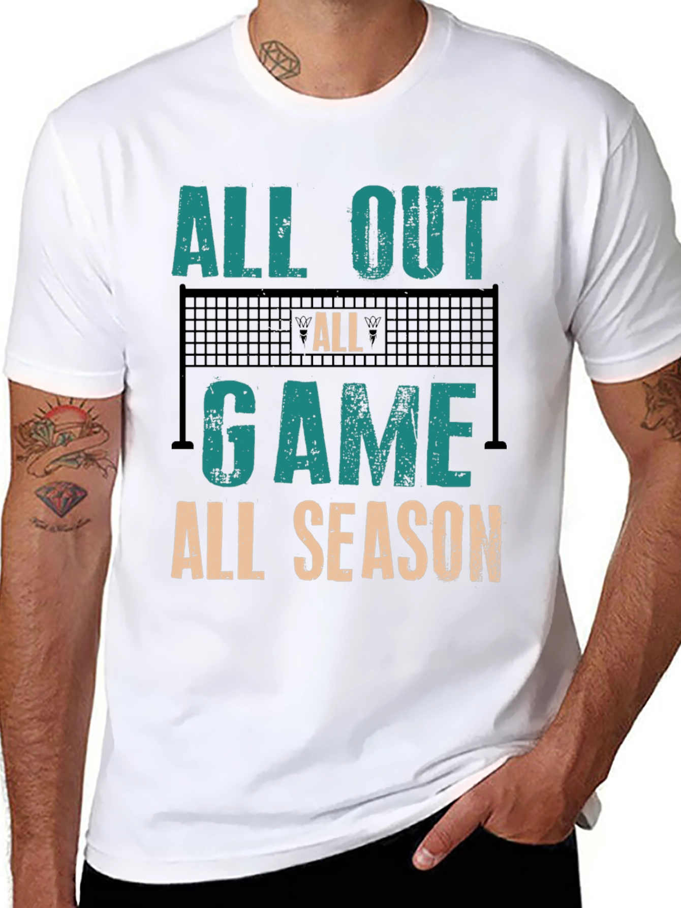 All Out Game All Season Volleyball Graphic Tee