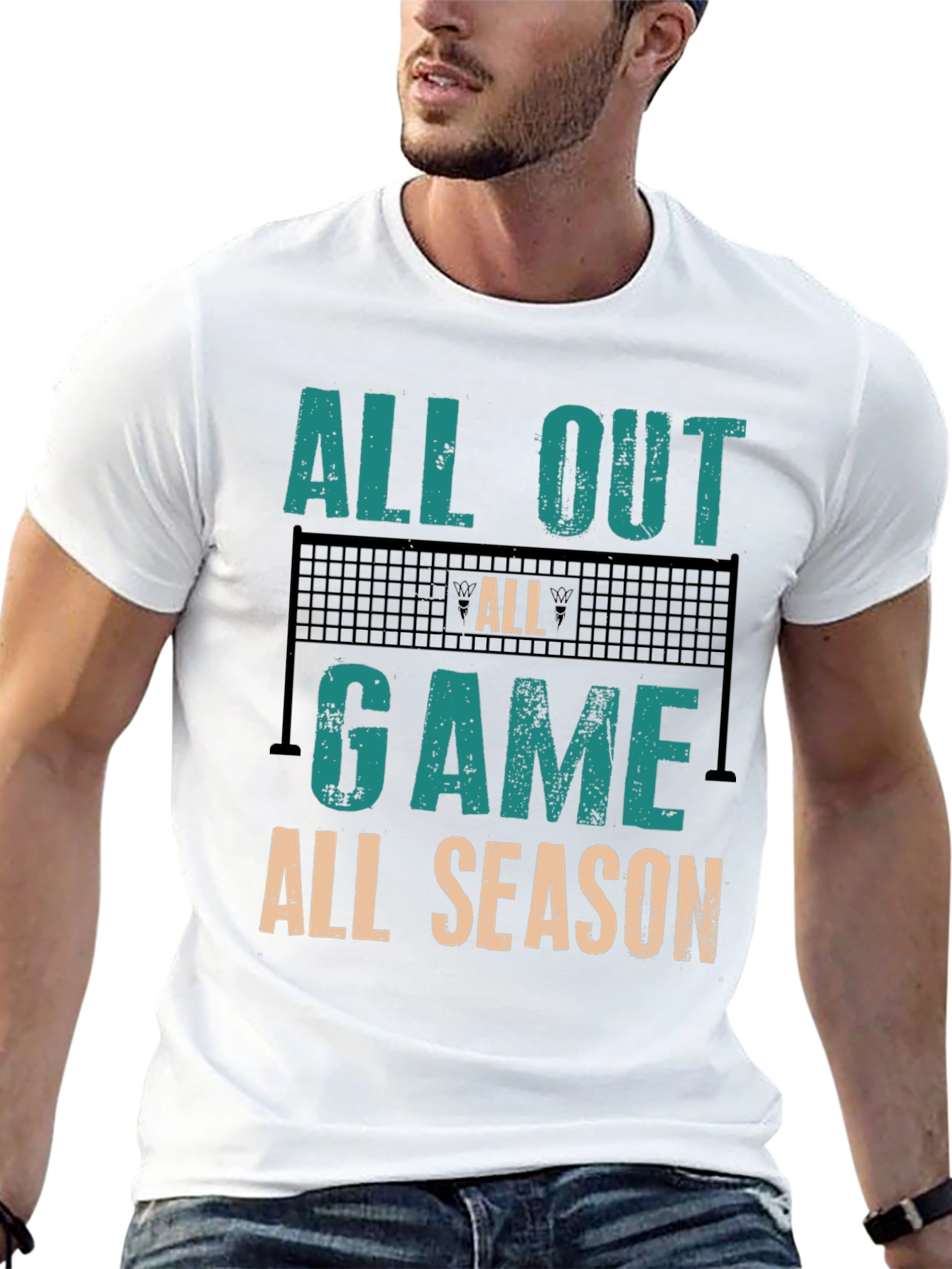 All Out Game All Season Volleyball Graphic Tee