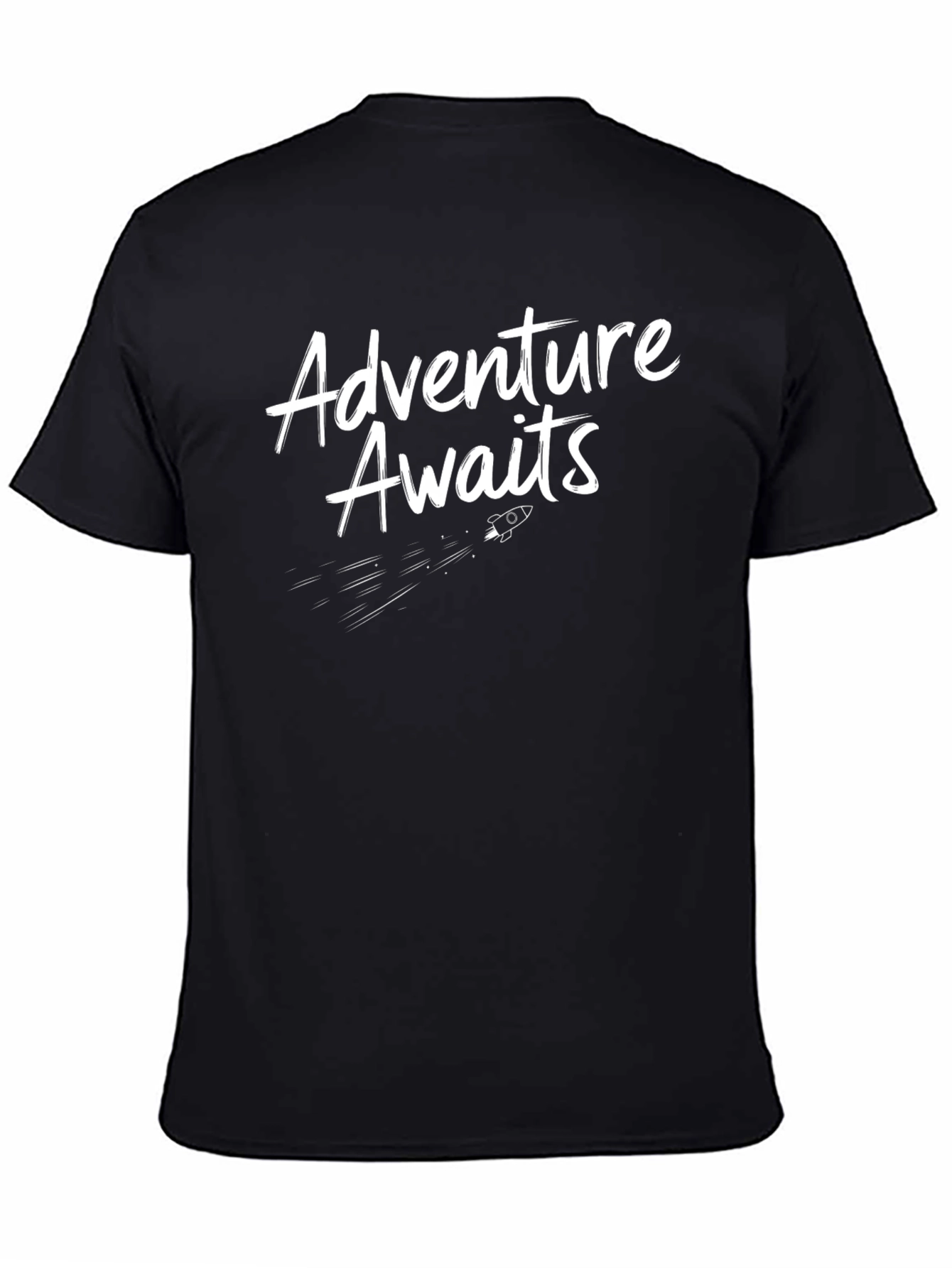 Adventure Awaits Graphic Tee - Black Cotton T-Shirt