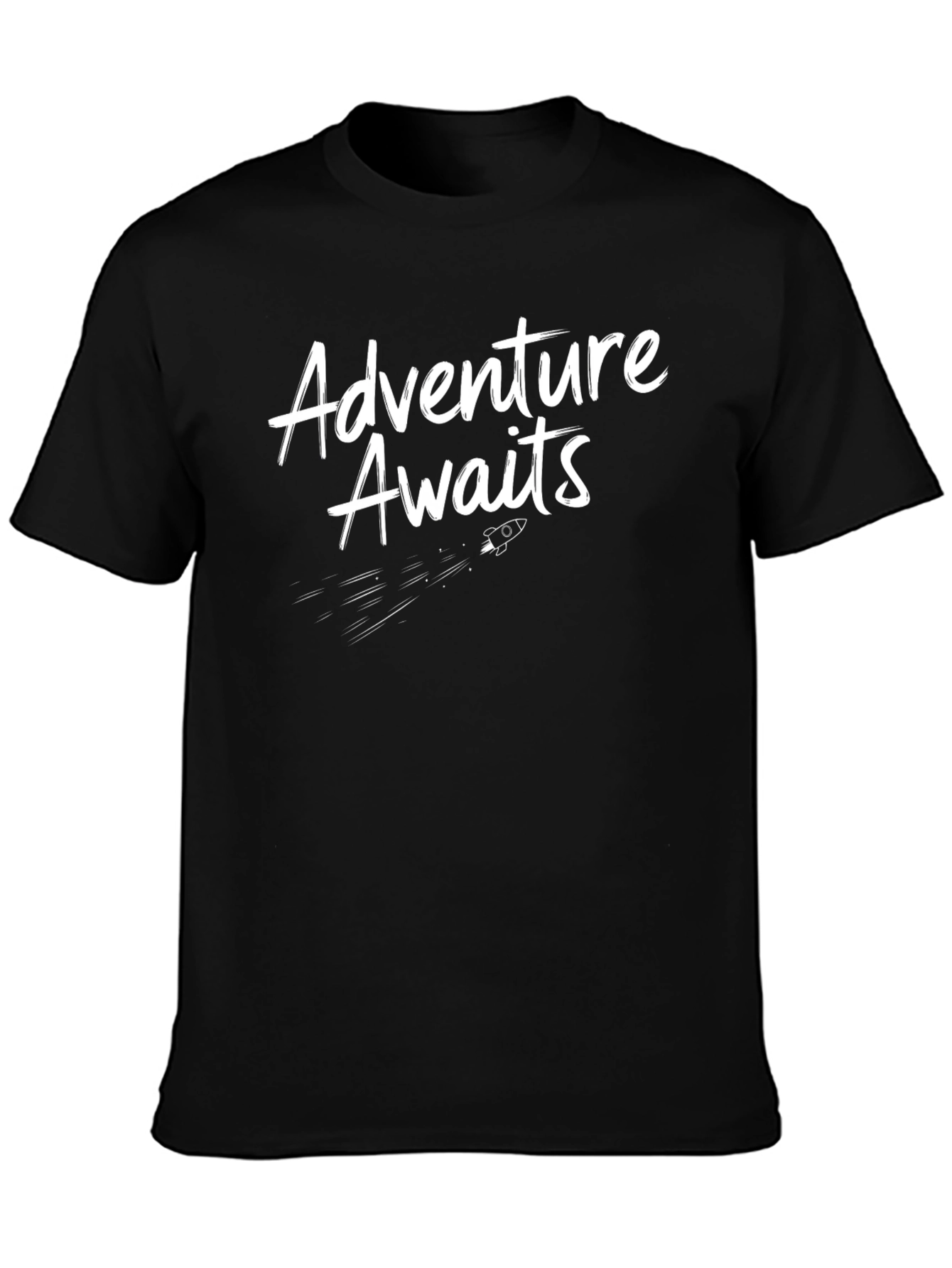 Adventure Awaits Graphic Tee - Black Cotton T-Shirt