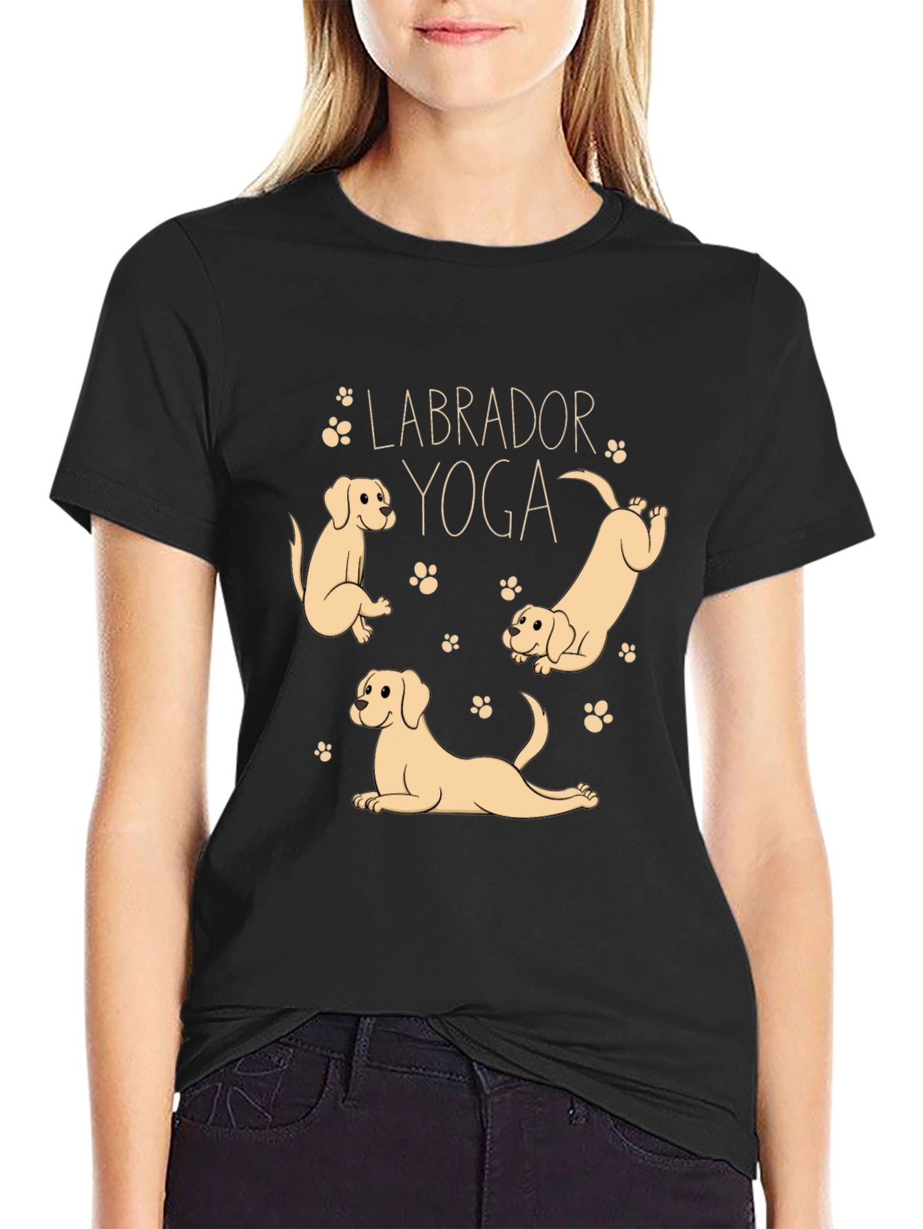 Labrador Yoga Black T-Shirt