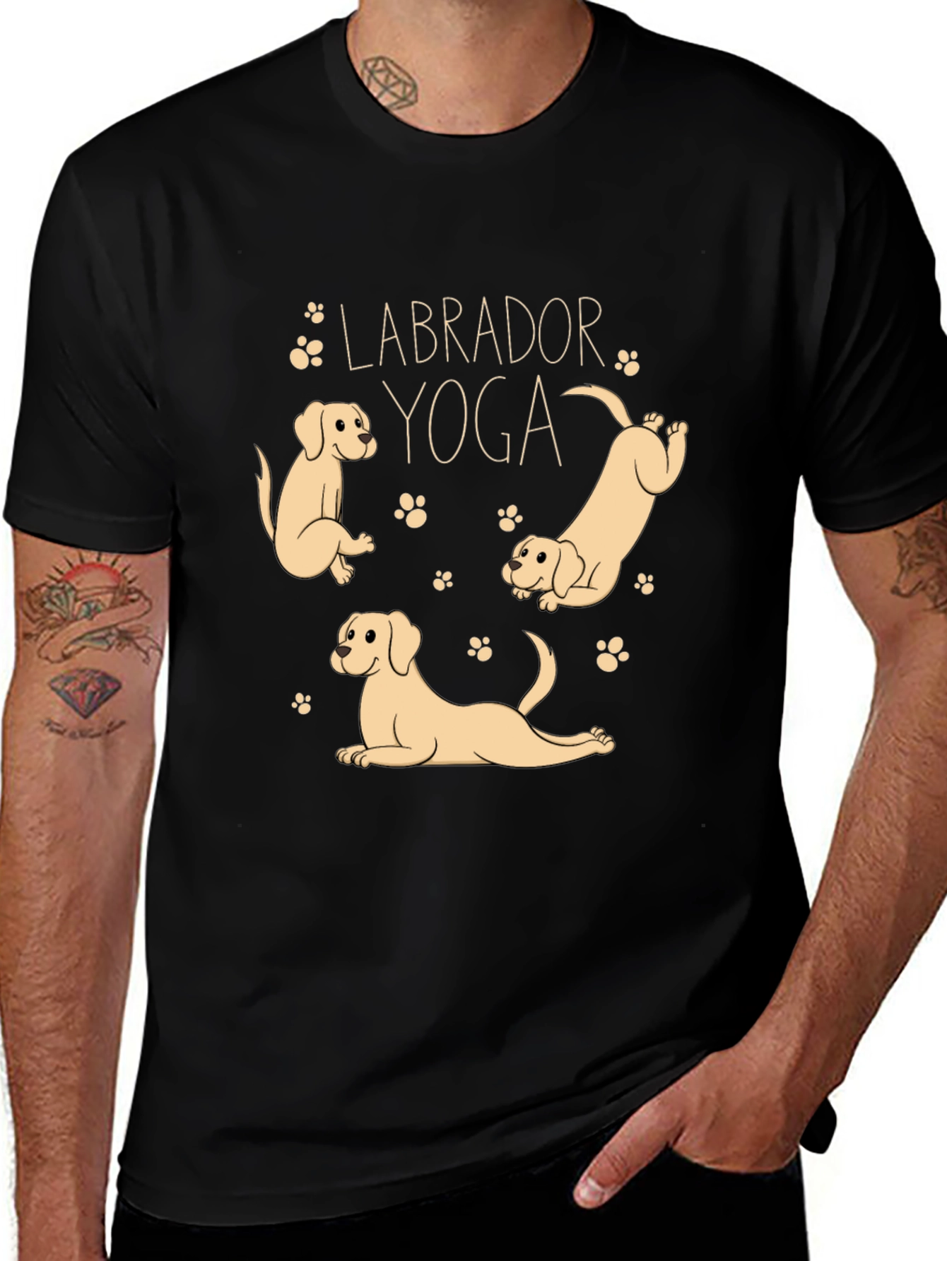 Labrador Yoga Black T-Shirt