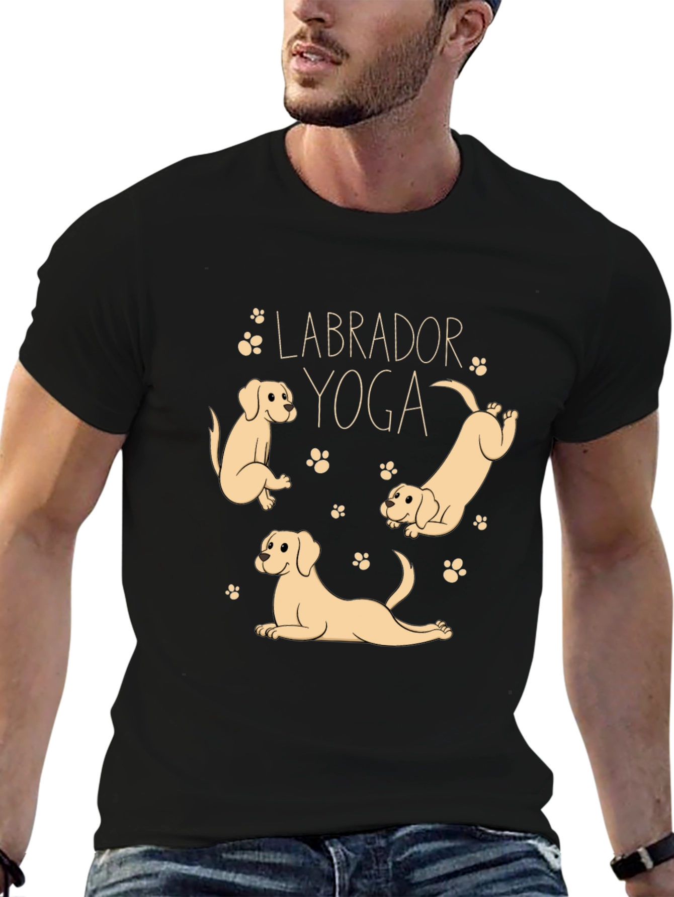 Labrador Yoga Black T-Shirt