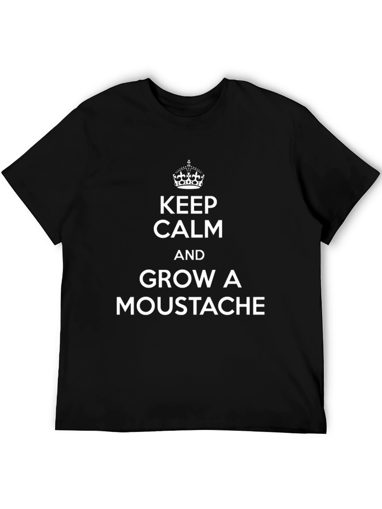 Keep Calm and Grow a Moustache Black T-Shirt