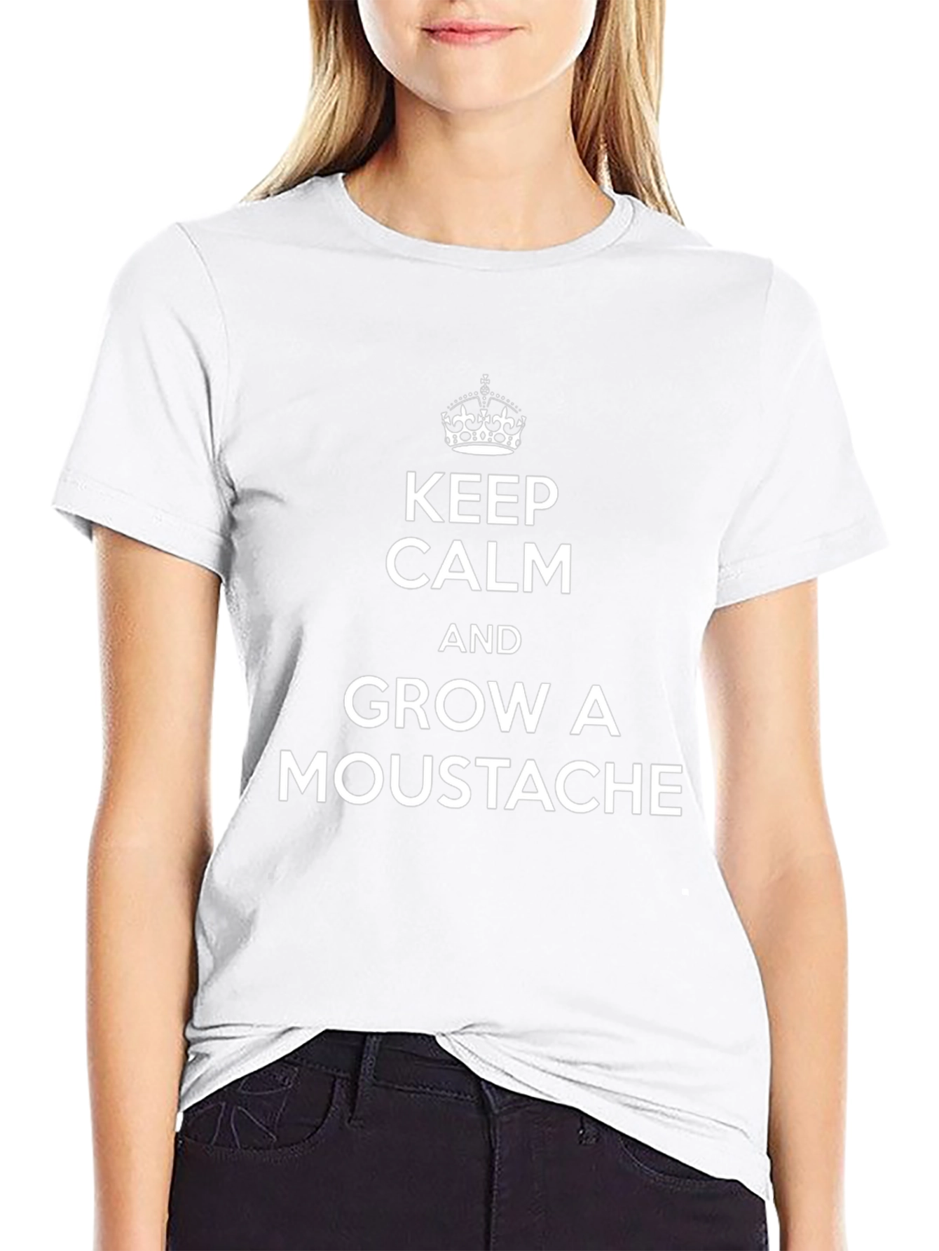 Keep Calm and Grow a Moustache Black T-Shirt