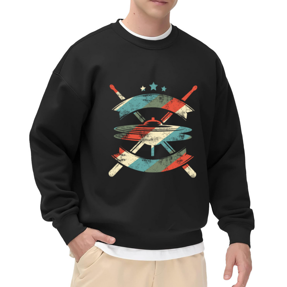 Vintage Distressed Baseball & Cross Graphic ԲÁìÎÀÒÂ - Unique Design Pullover Sweatshirt