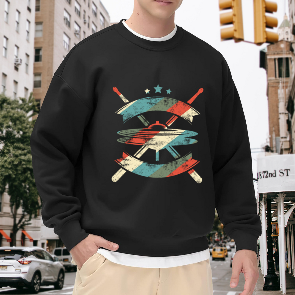 Vintage Distressed Baseball & Cross Graphic ԲÁìÎÀÒÂ - Unique Design Pullover Sweatshirt