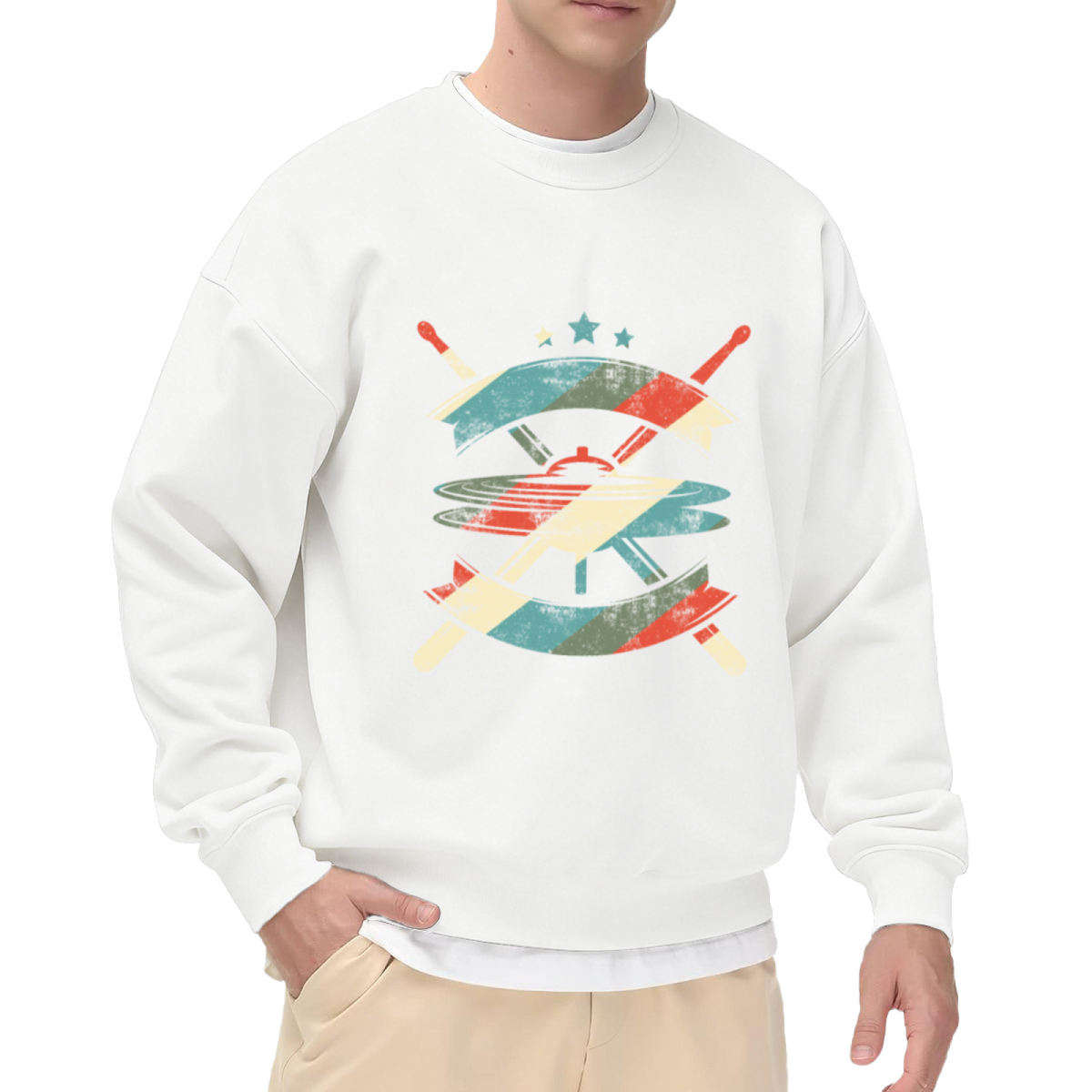 Vintage Distressed Baseball & Cross Graphic ԲÁìÎÀÒÂ - Unique Design Pullover Sweatshirt