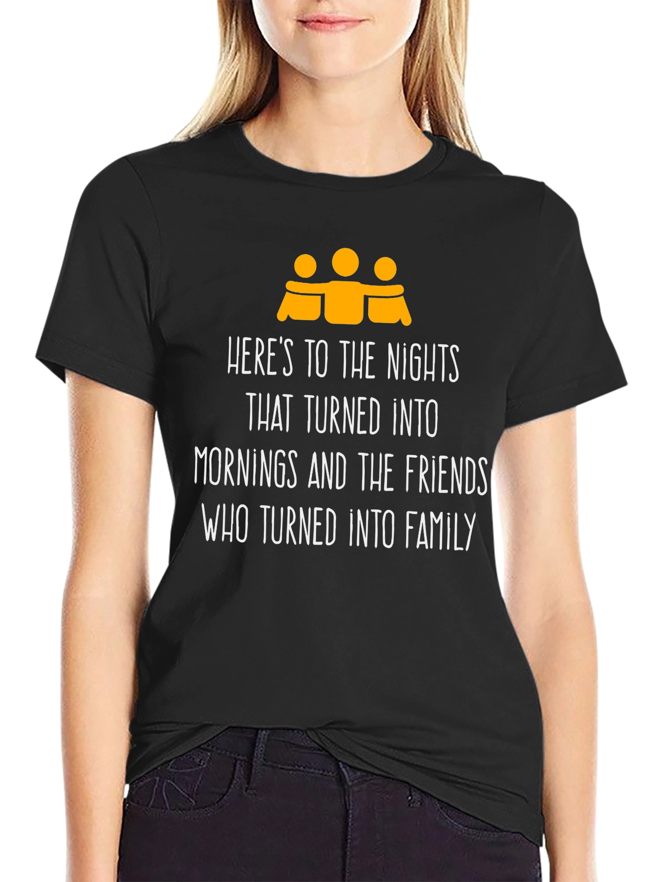 Friends Turned Family Black Graphic Tee