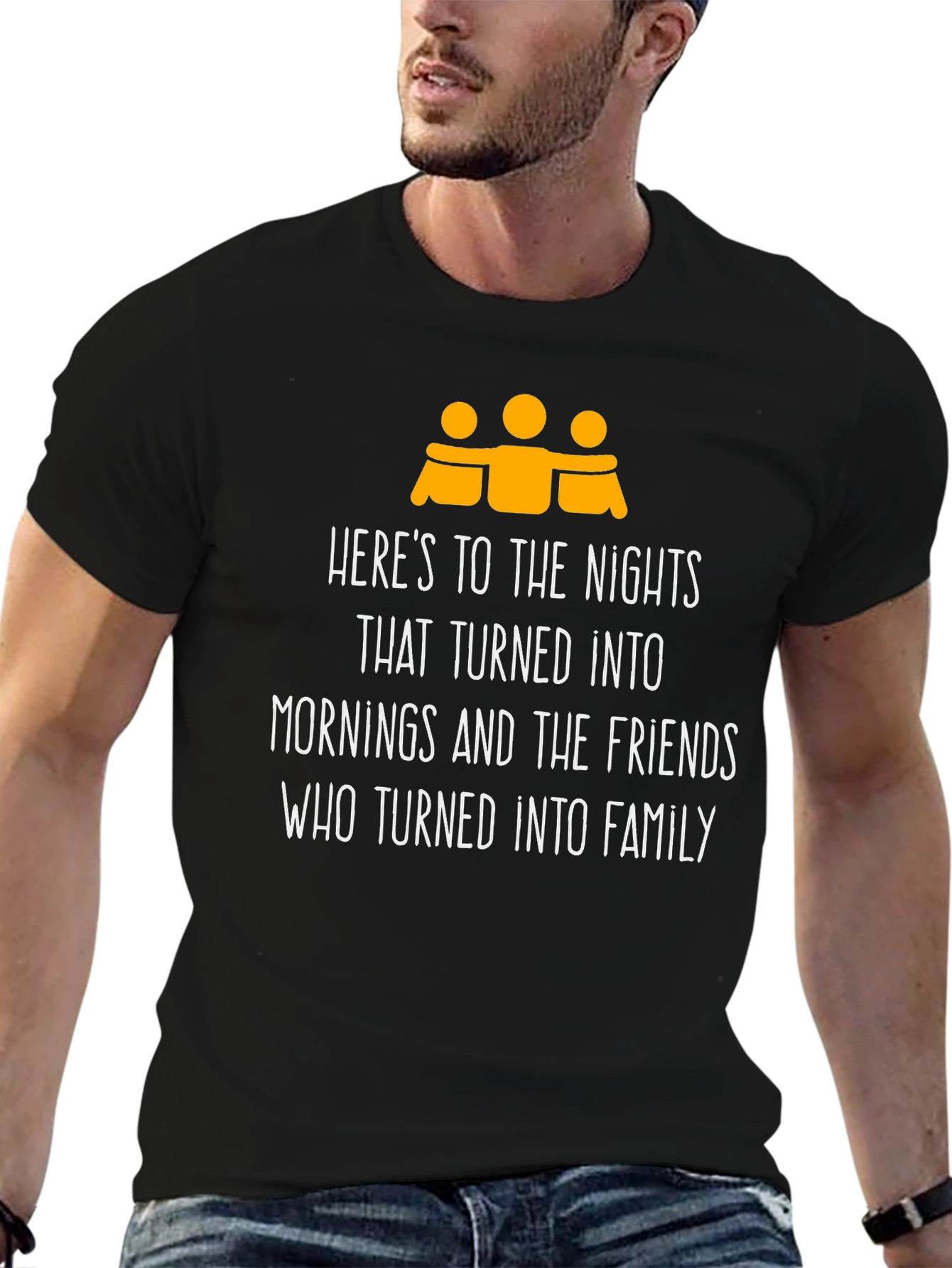 Friends Turned Family Black Graphic Tee