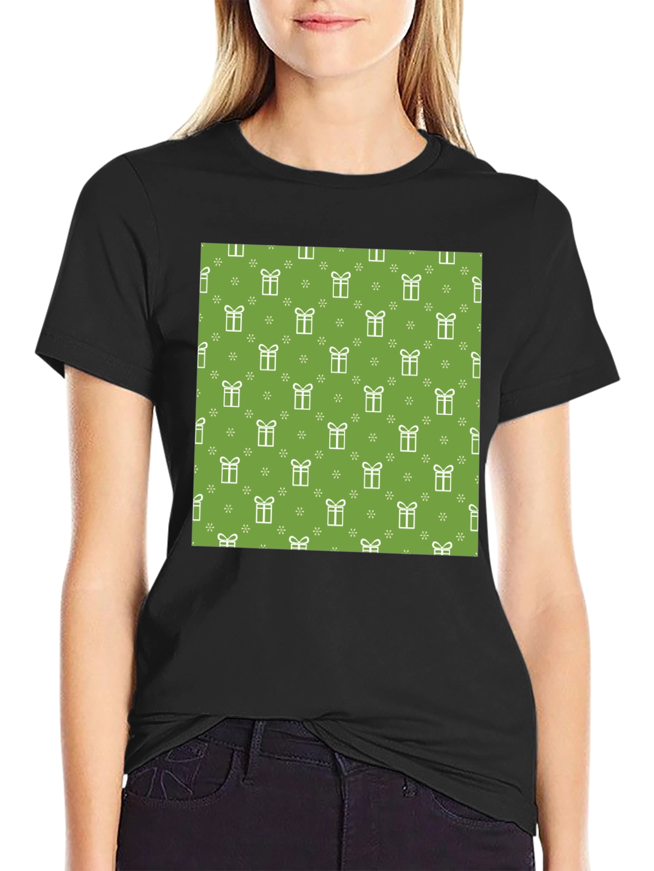 Festive Gift Pattern Tee - Holiday Cheer