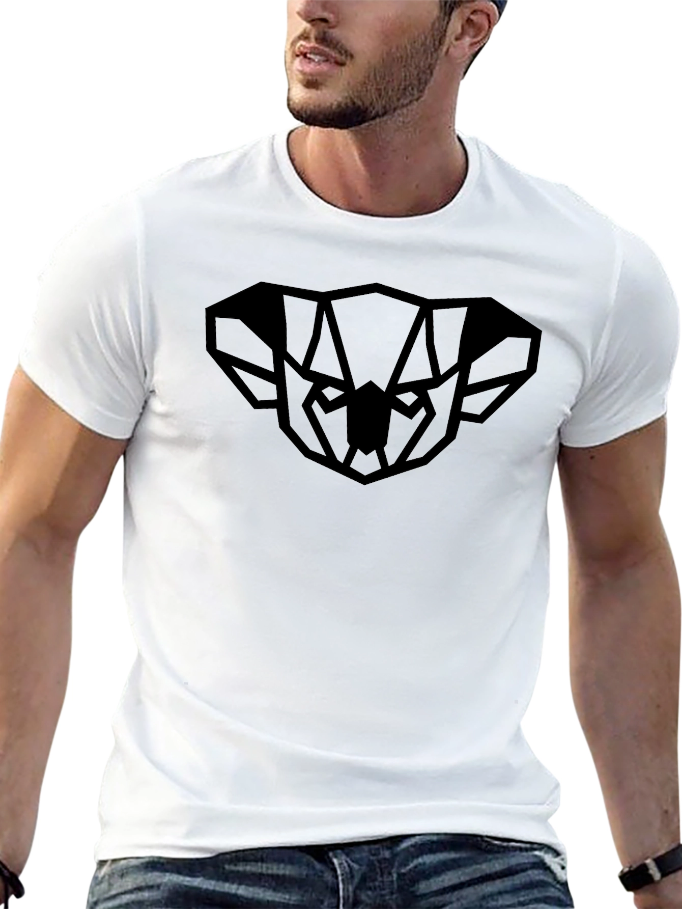 Geometric Koala Graphic Tee - Modern Black T-Shirt