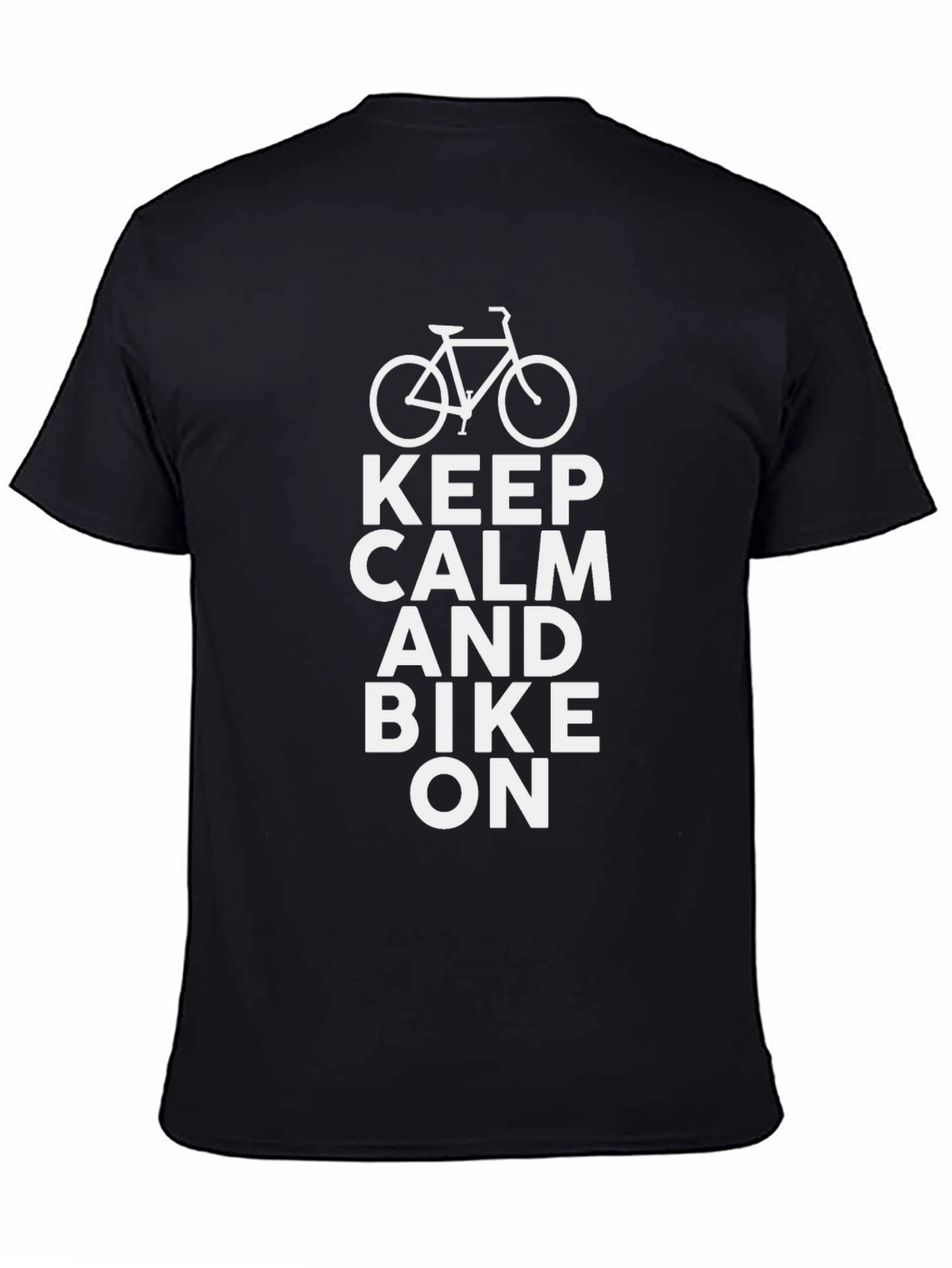 Keep Calm and Bike On Black T-Shirt