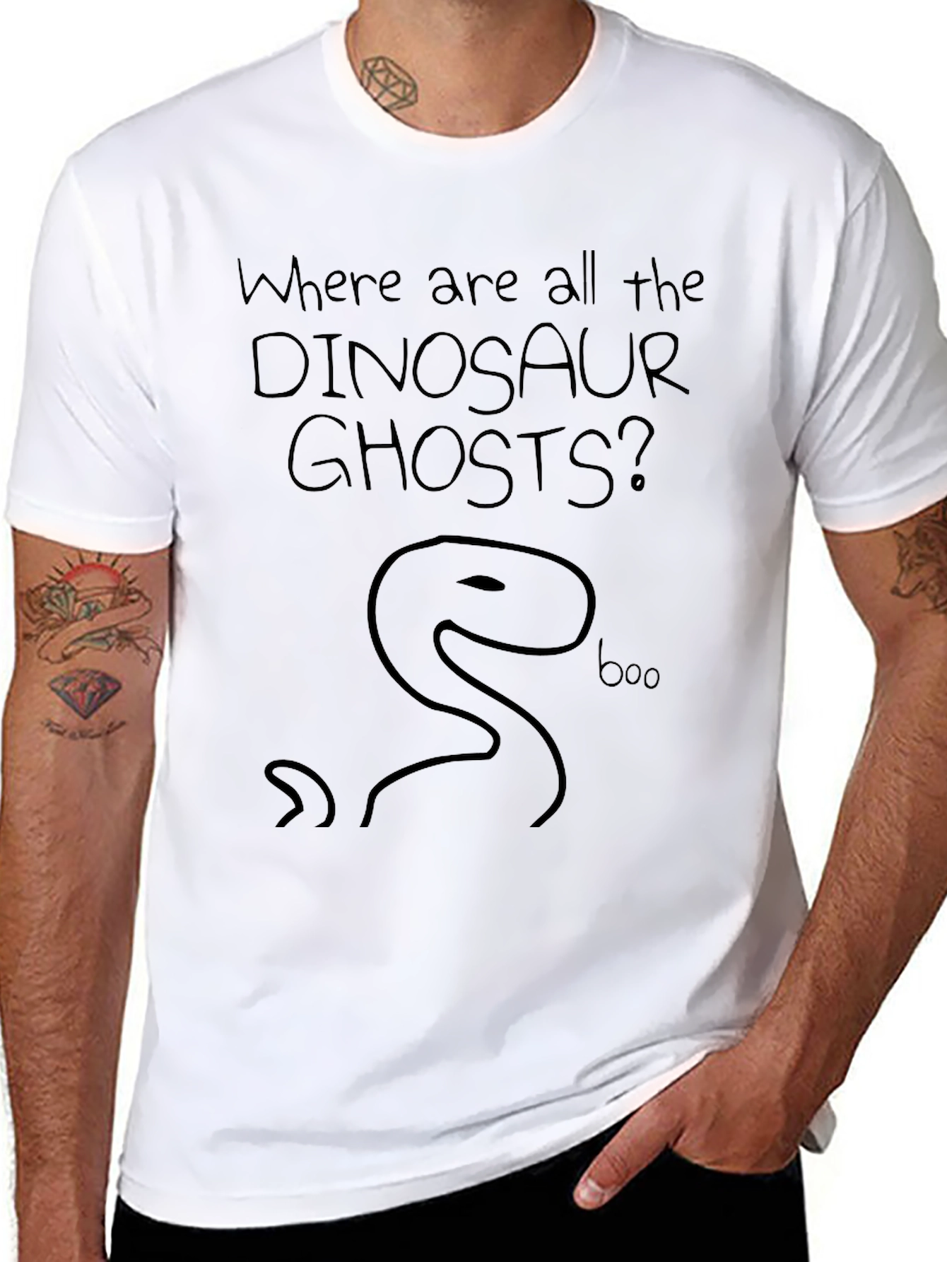 Dinosaur Ghosts Graphic T-Shirt - Funny Halloween Tee