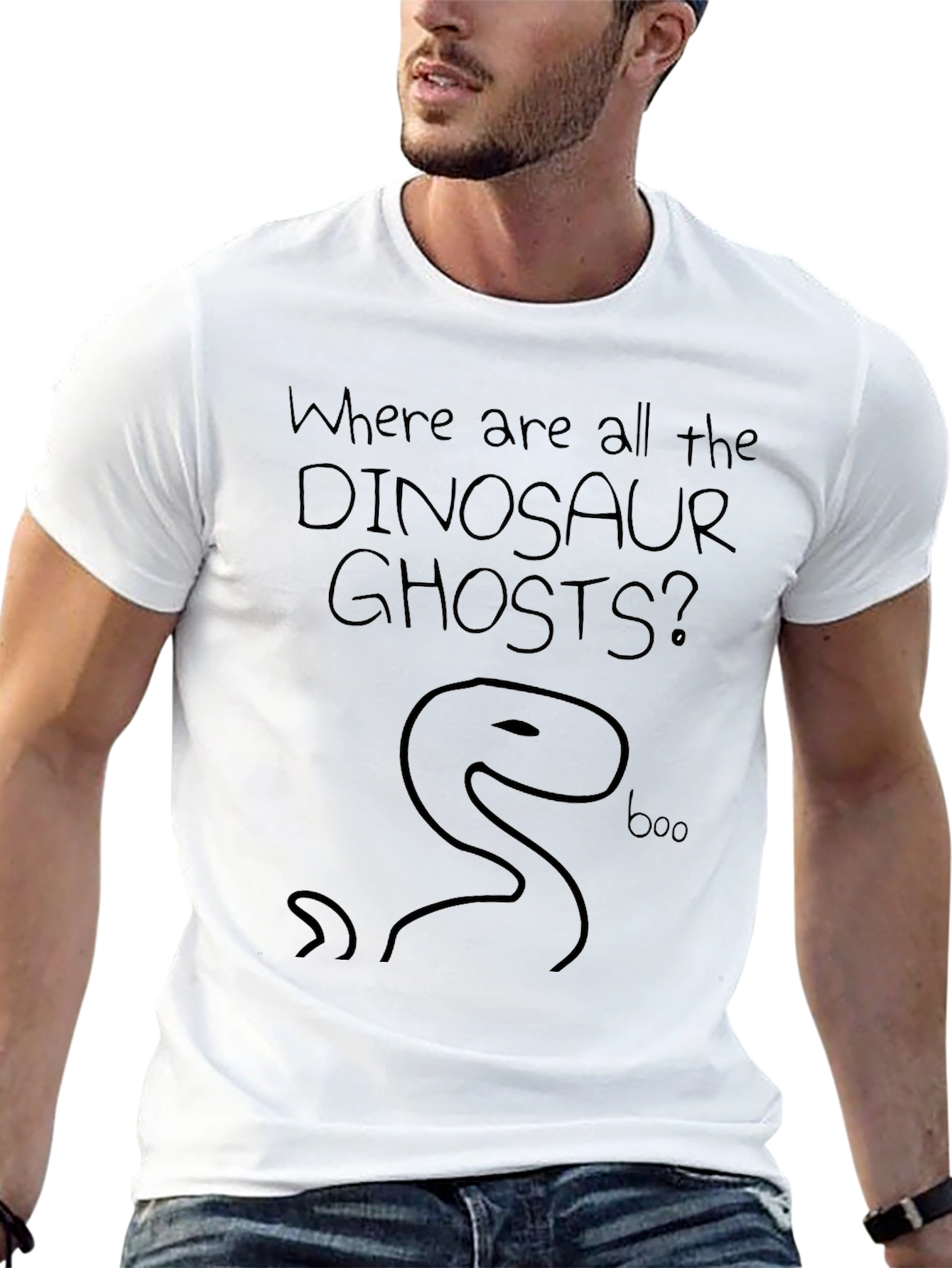 Dinosaur Ghosts Graphic T-Shirt - Funny Halloween Tee