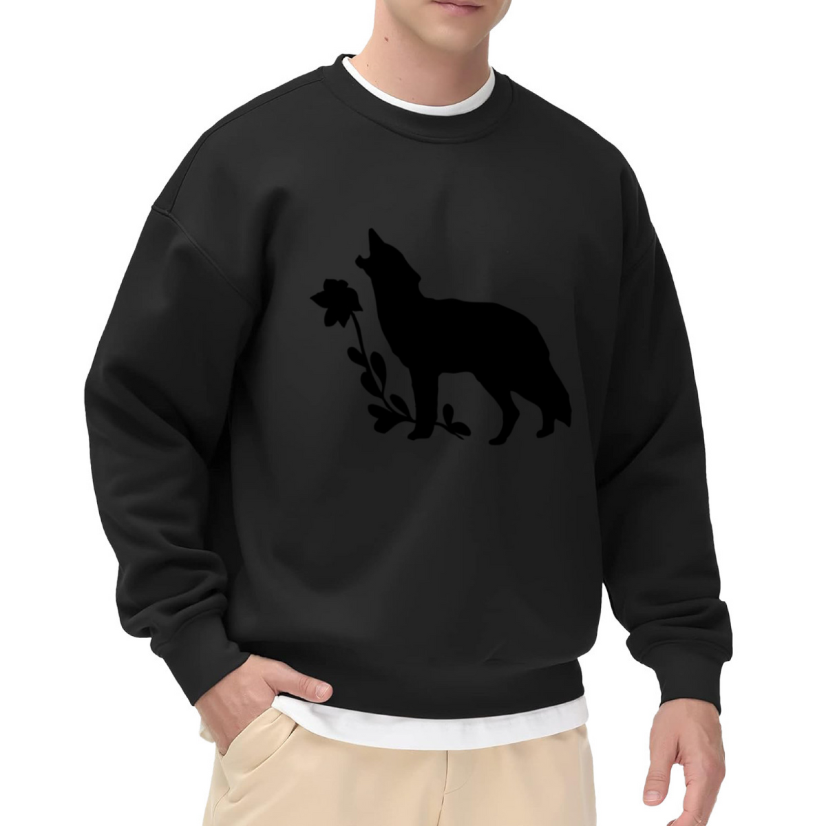 Howling Wolf Graphic - Crewneck Sweatshirt | Wolf Lover, Wolf Gift, Animal Design Gift