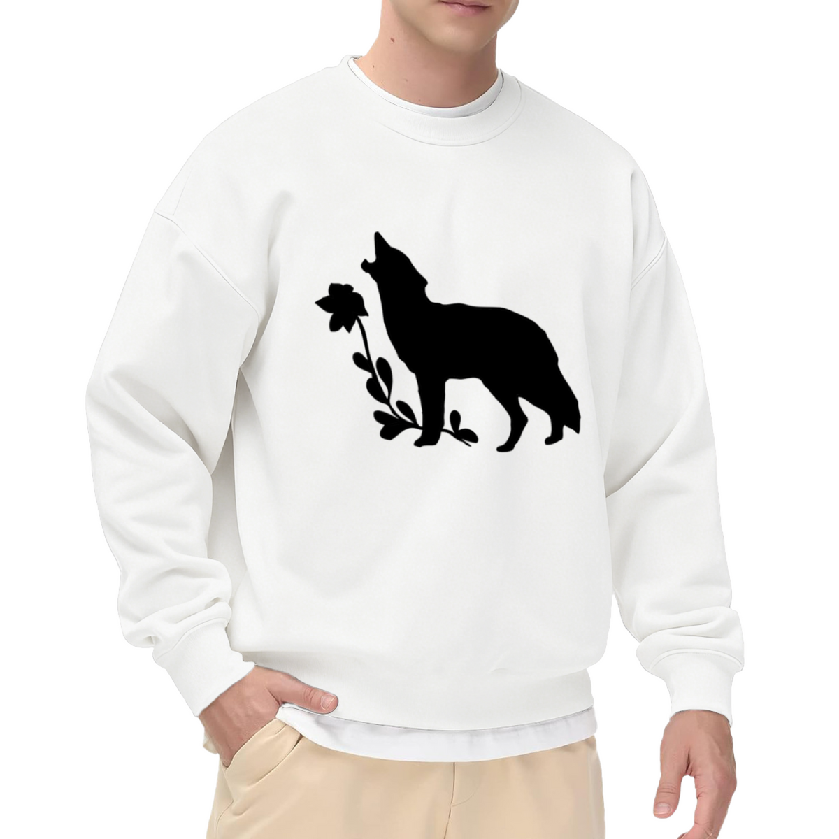 Howling Wolf Graphic - Crewneck Sweatshirt | Wolf Lover, Wolf Gift, Animal Design Gift