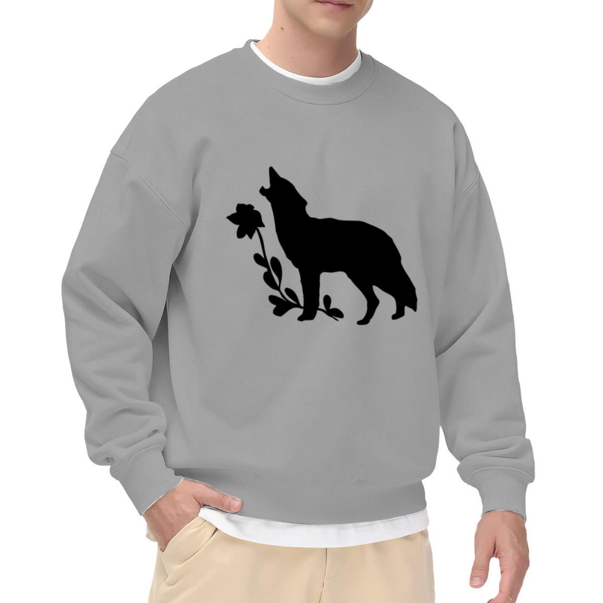 Howling Wolf Graphic - Crewneck Sweatshirt | Wolf Lover, Wolf Gift, Animal Design Gift