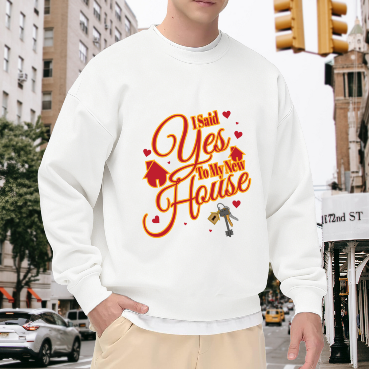 "New Home" Celebration Design - Crewneck Sweatshirt | New Home, Housewarming, Celebration Gift