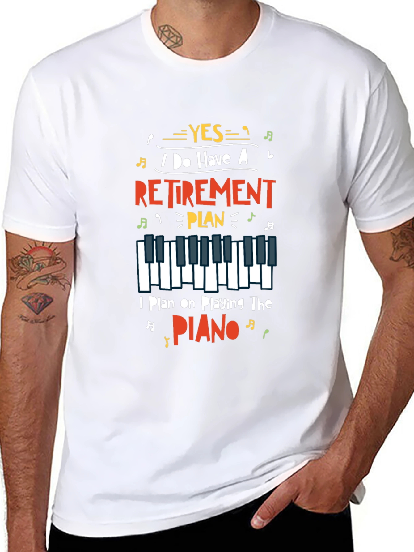 Retirement Plan Piano Player Graphic T-Shirt