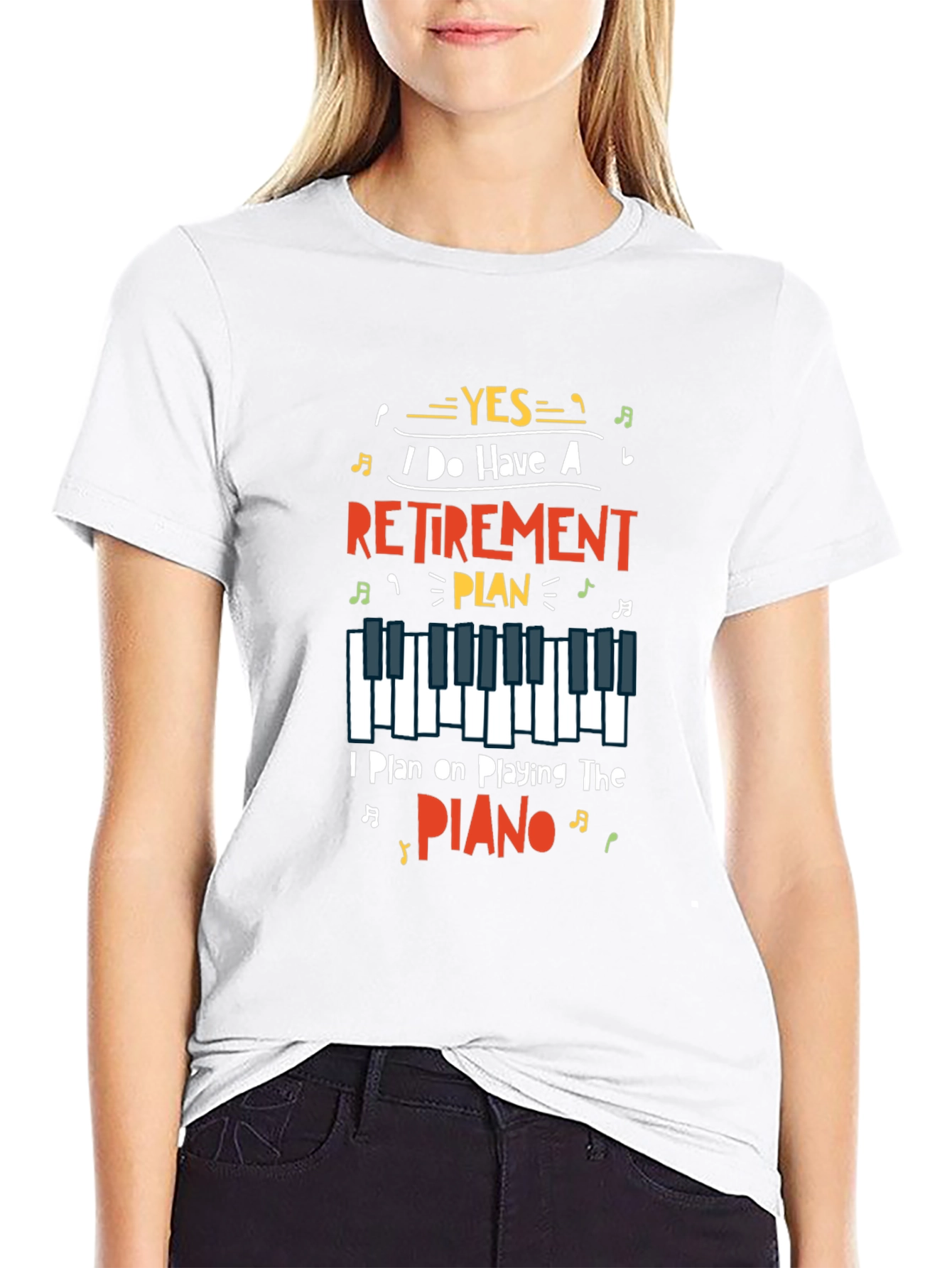 Retirement Plan Piano Player Graphic T-Shirt