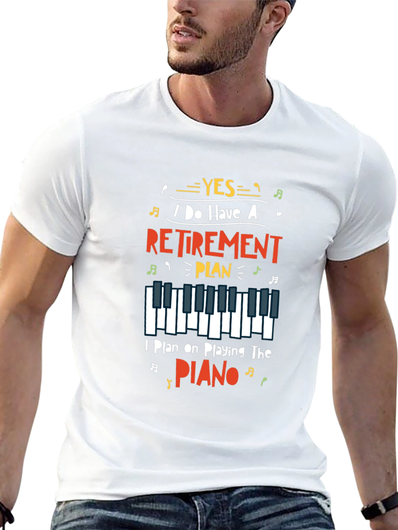 Retirement Plan Piano Player Graphic T-Shirt