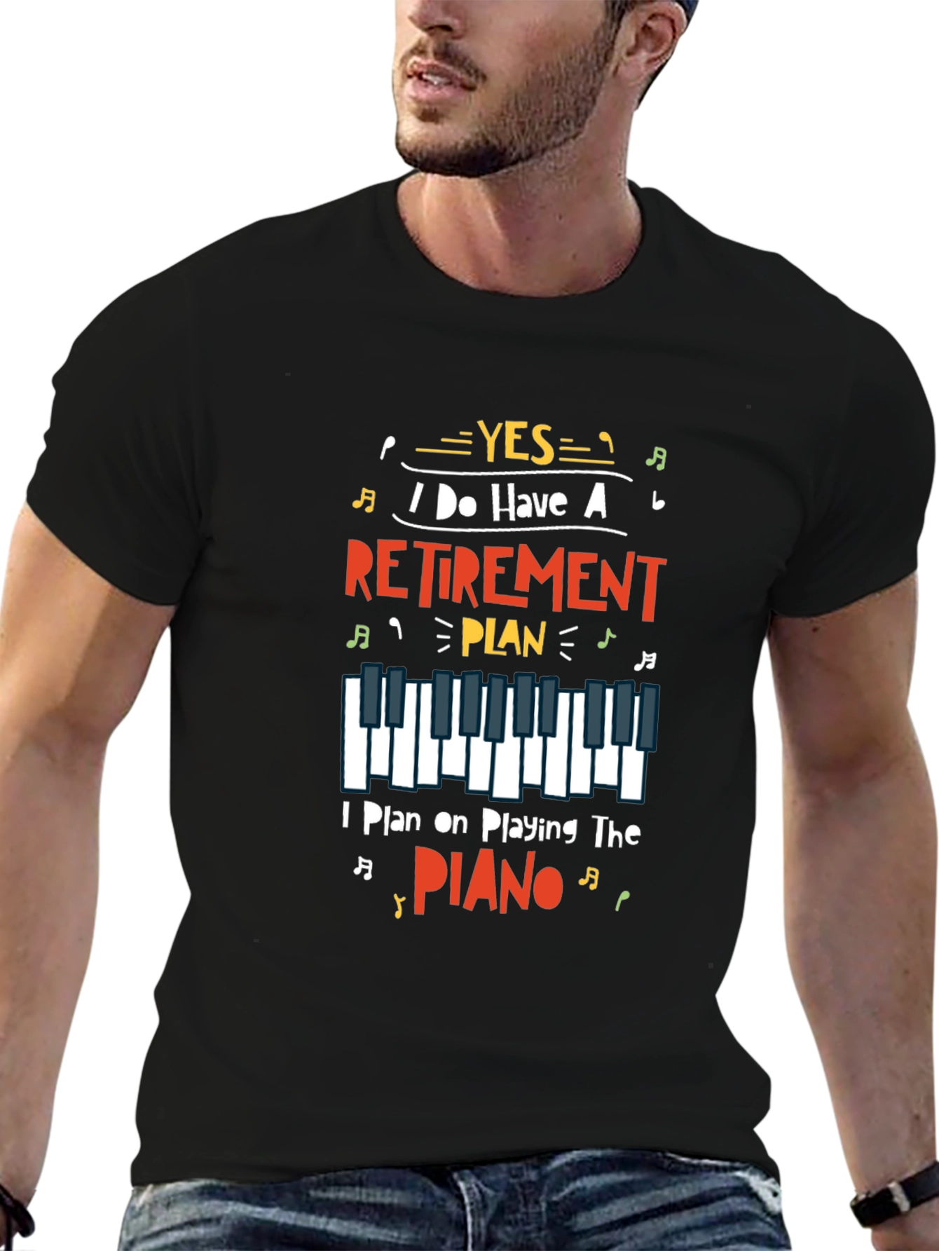 Retirement Plan Piano Player Graphic T-Shirt