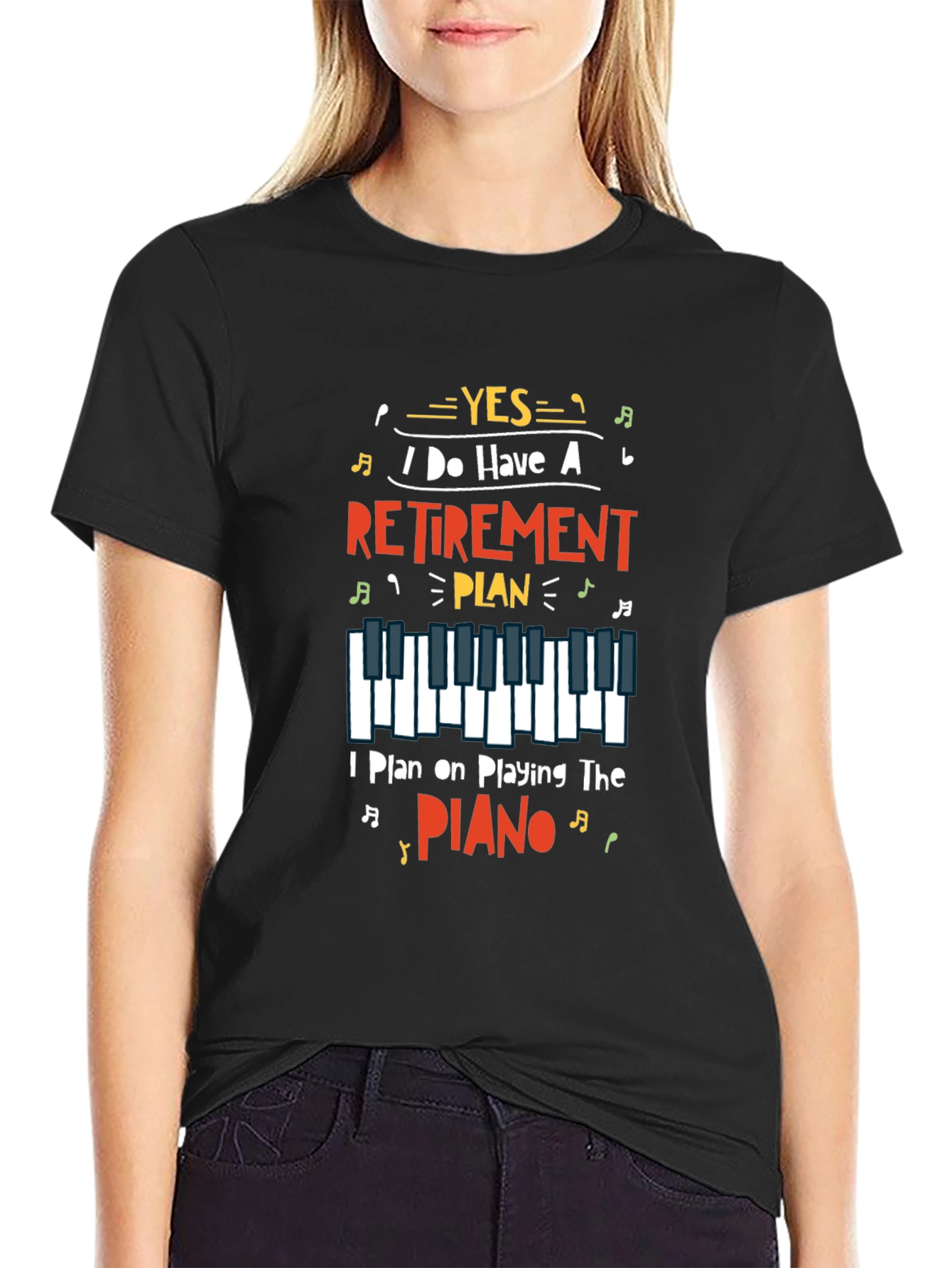 Retirement Plan Piano Player Graphic T-Shirt