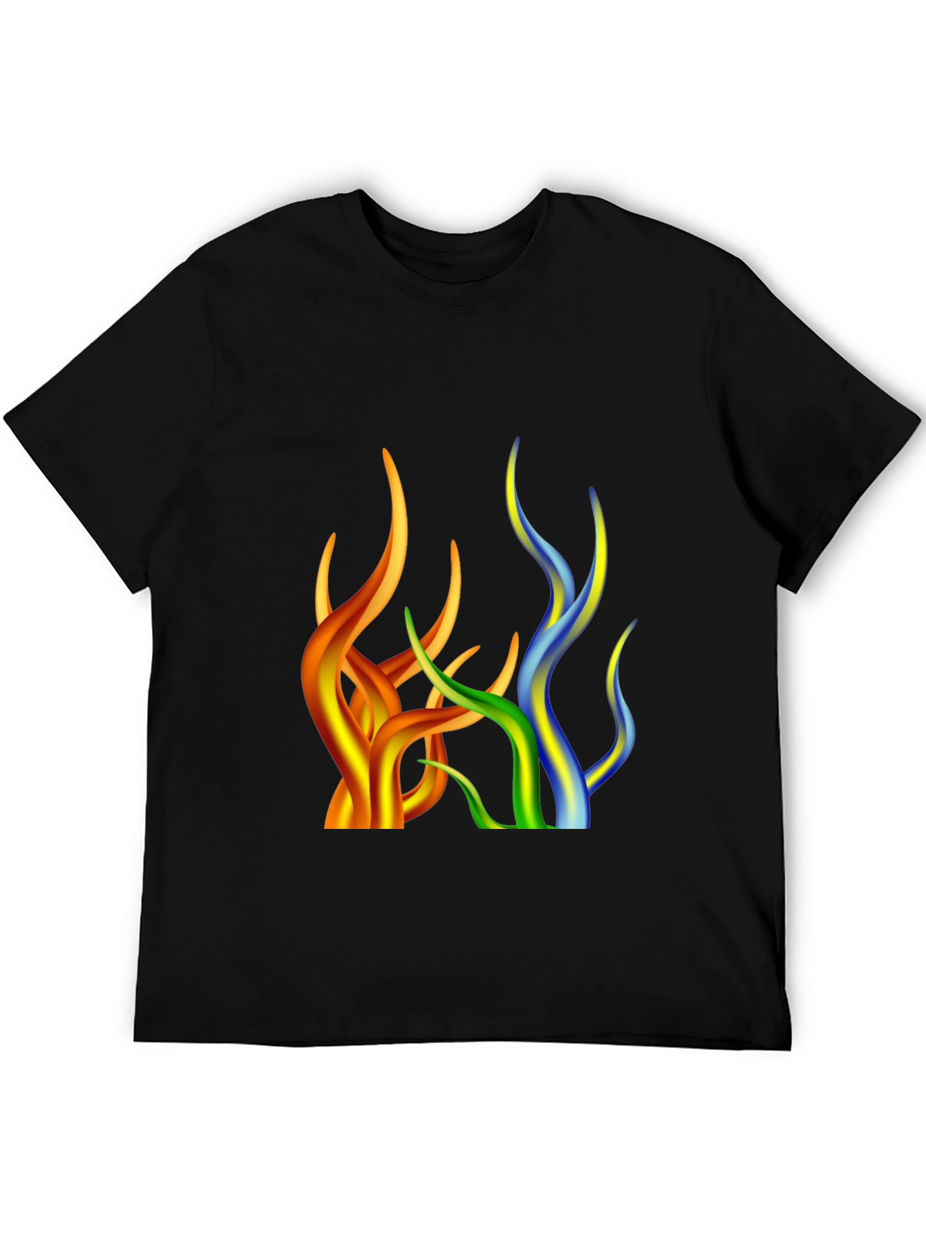 Abstract Flame Design Black T-Shirt
