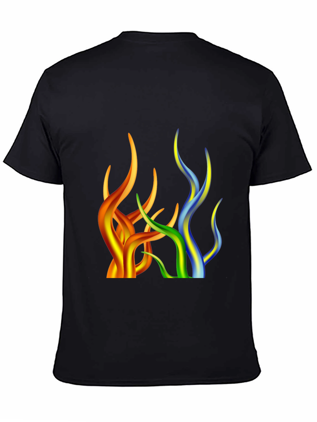 Abstract Flame Design Black T-Shirt