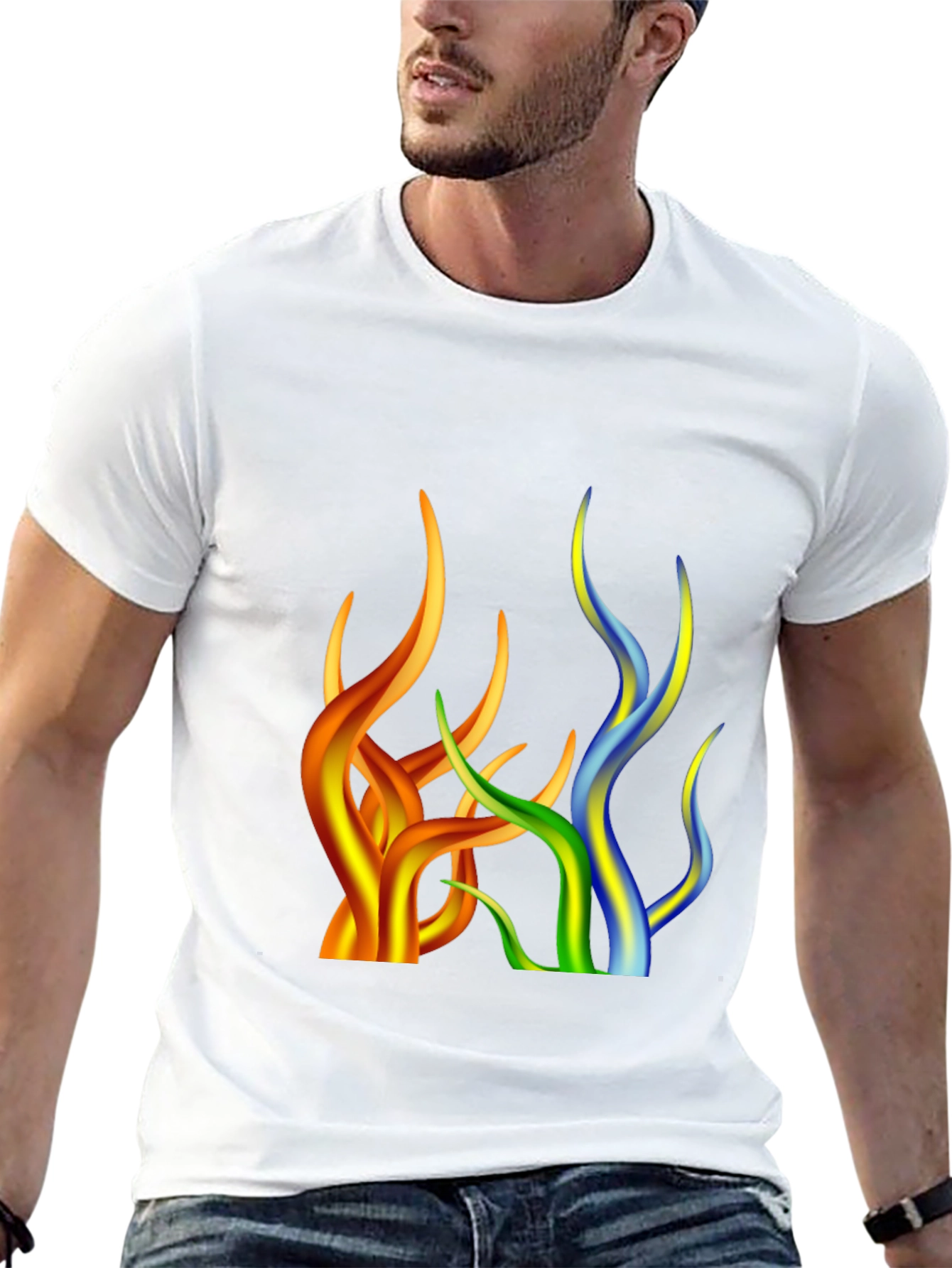 Abstract Flame Design Black T-Shirt