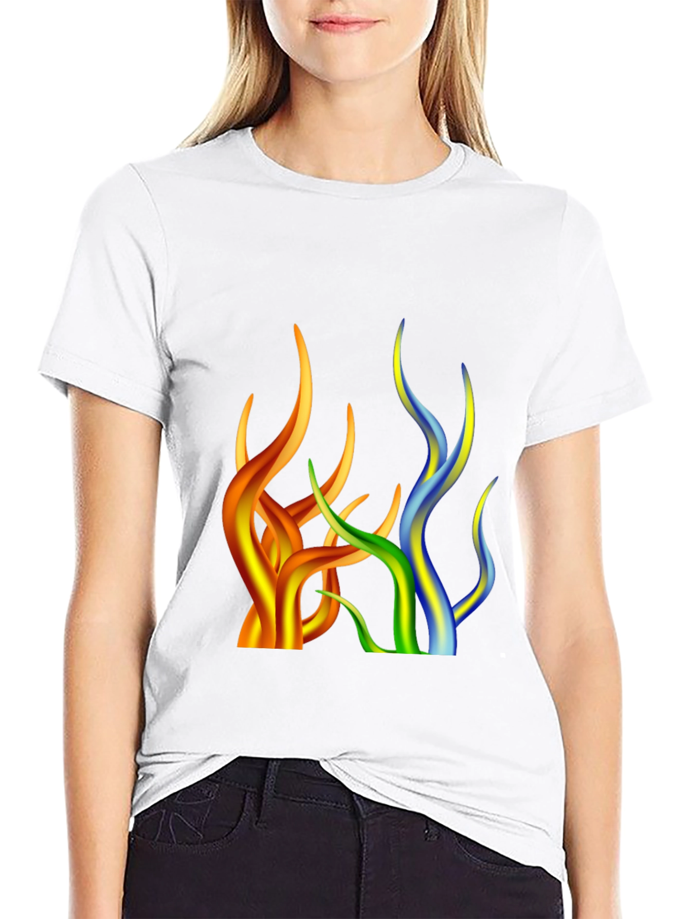 Abstract Flame Design Black T-Shirt