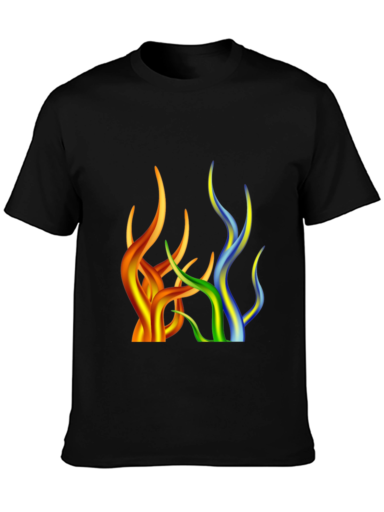 Abstract Flame Design Black T-Shirt