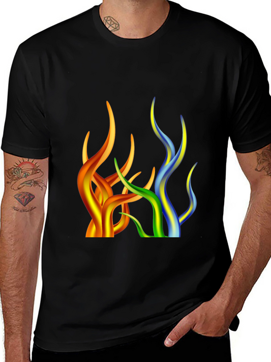 Abstract Flame Design Black T-Shirt