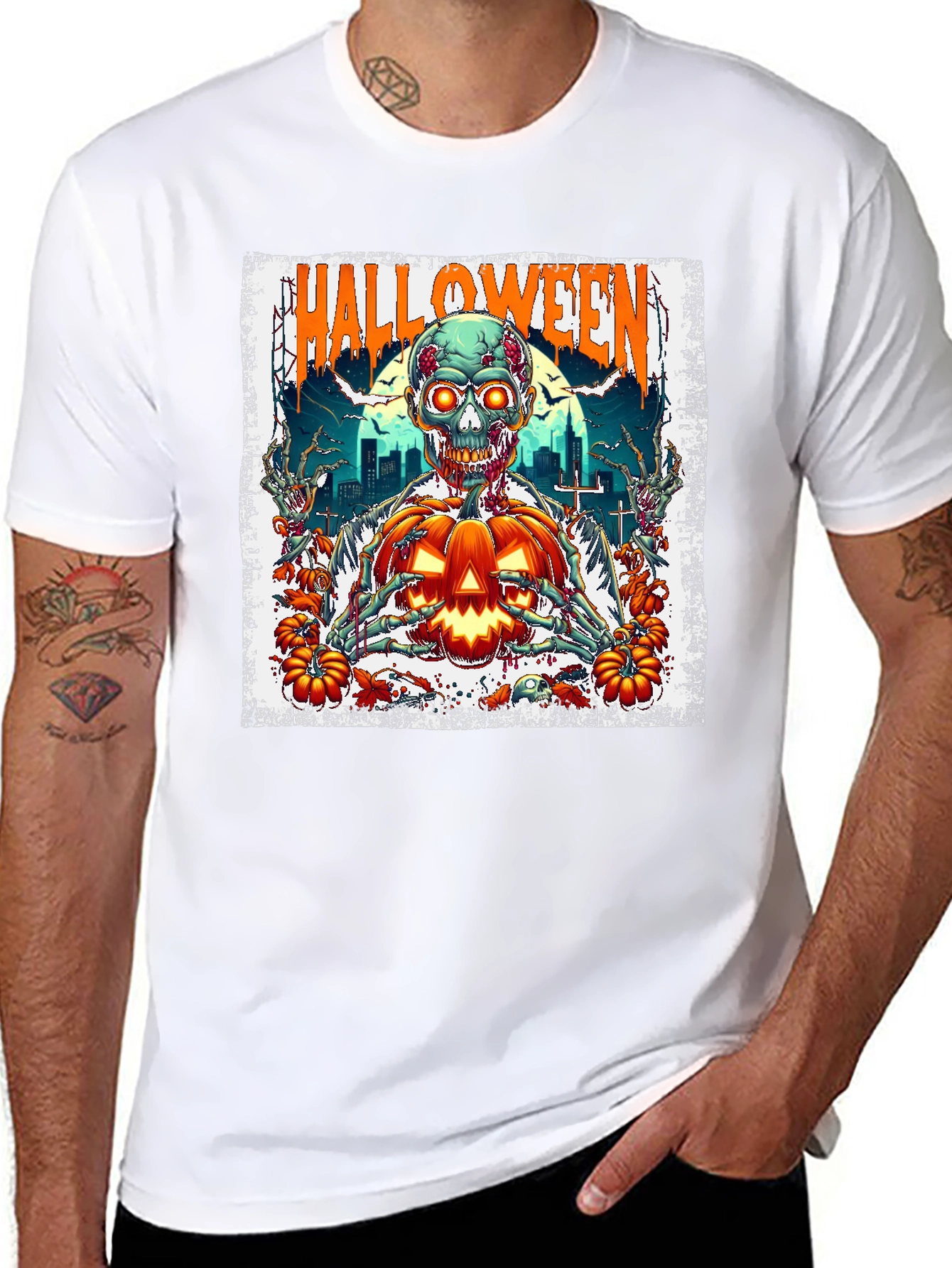 Halloween Zombie Pumpkin Graphic Tee