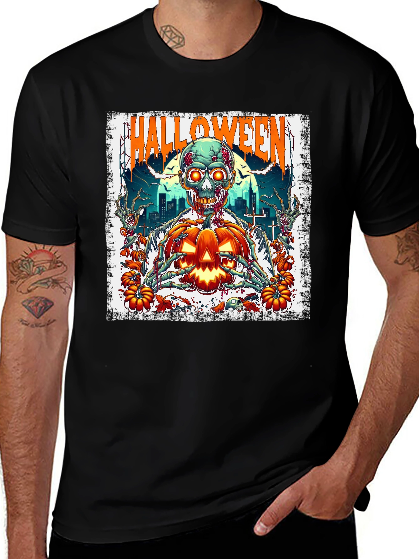 Halloween Zombie Pumpkin Graphic Tee