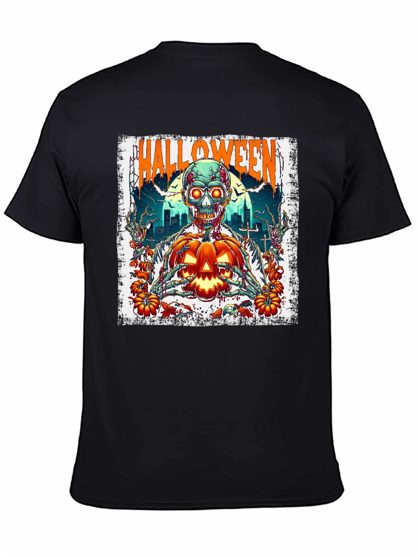 Halloween Zombie Pumpkin Graphic Tee