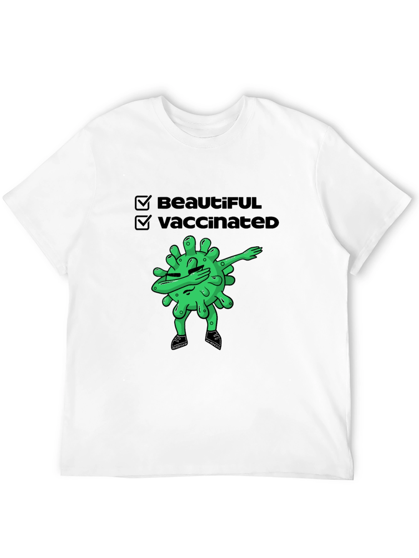 Beautiful & Vaccinated Cartoon Graphic T-Shirt