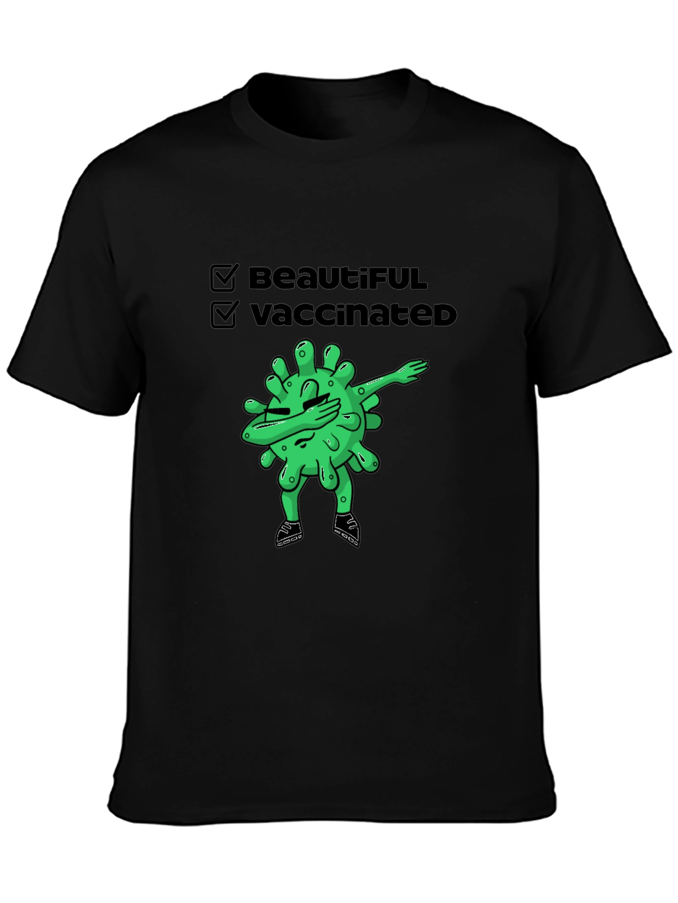 Beautiful & Vaccinated Cartoon Graphic T-Shirt