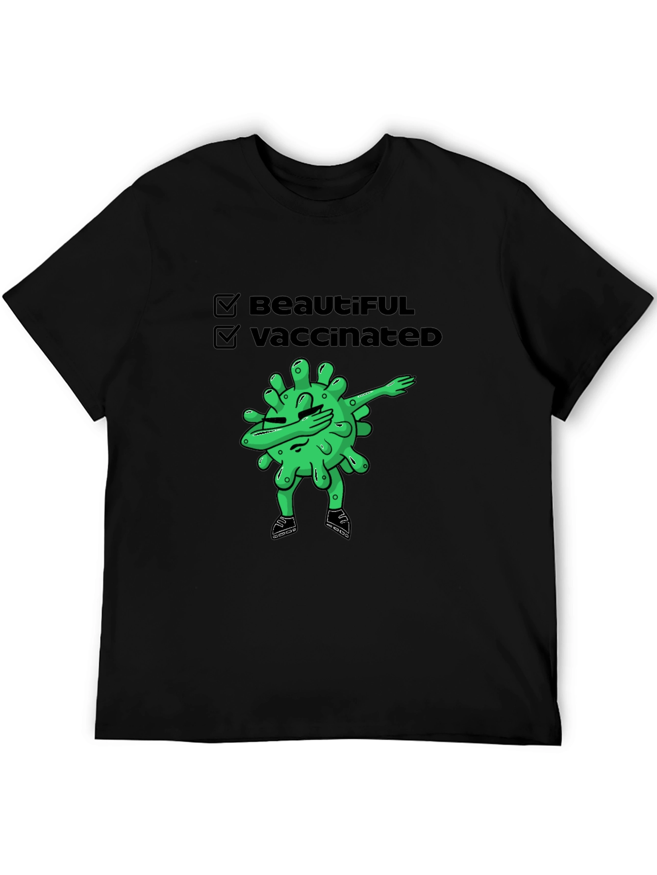 Beautiful & Vaccinated Cartoon Graphic T-Shirt