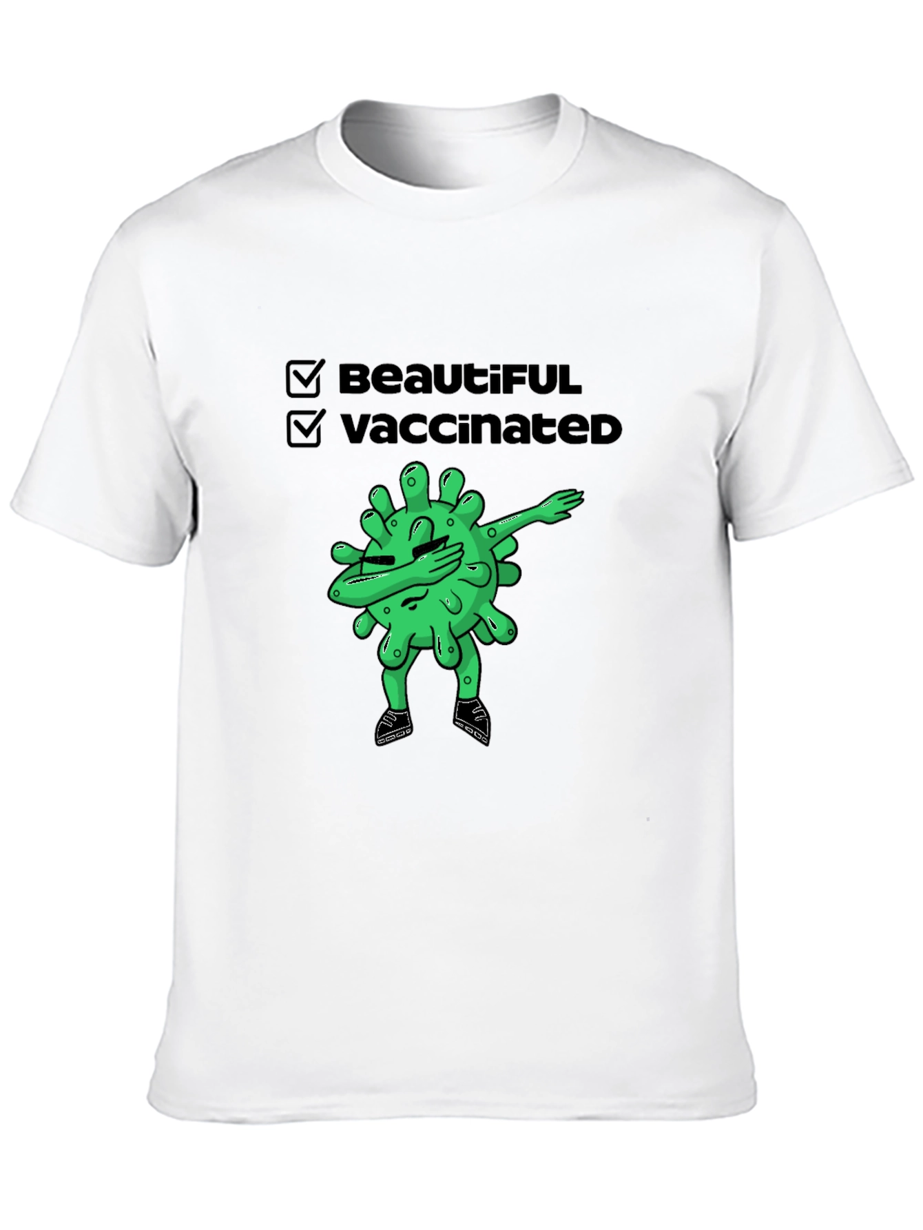 Beautiful & Vaccinated Cartoon Graphic T-Shirt