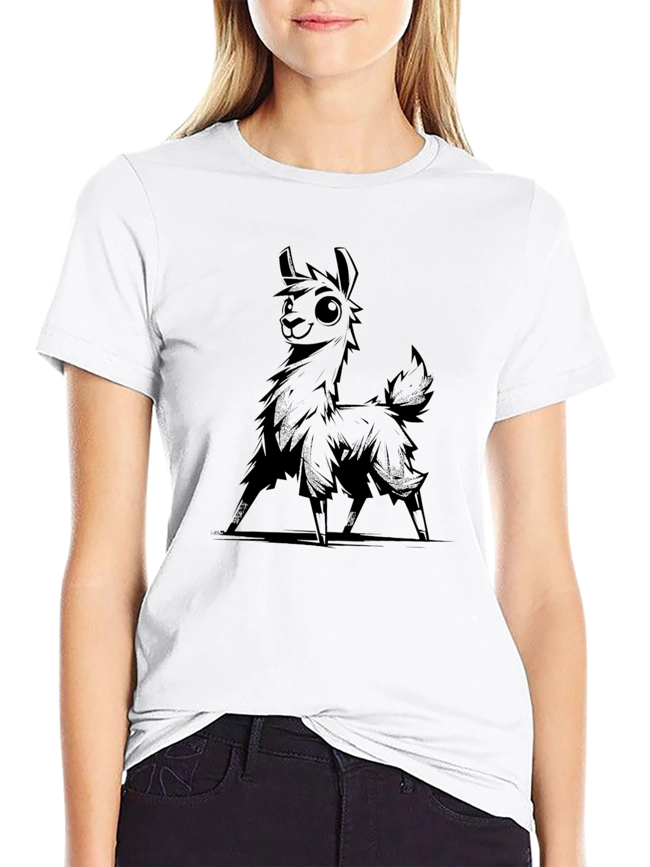 Llama Graphic Tee - Cool Black T-Shirt